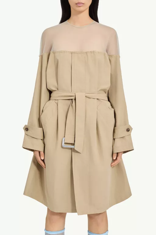 High-Cut Cotton Trench Dress - Midi Dress