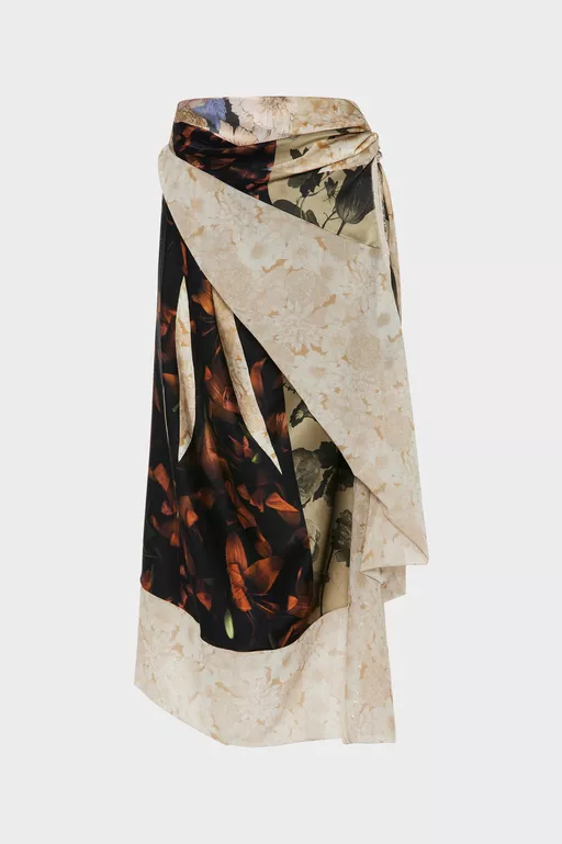 Silk Floral Midi Skirt