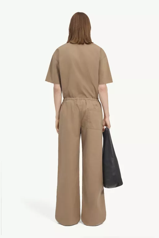Drawstring washed cotton trousers - Pants
