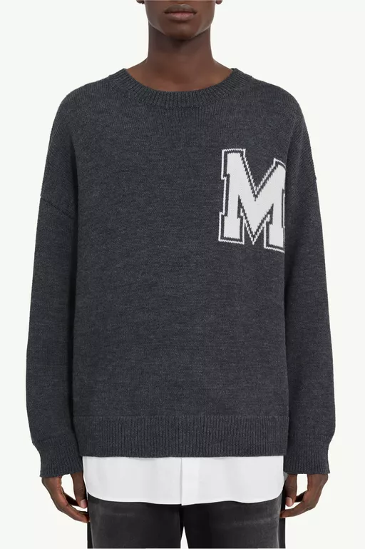 Two-in-one varsity knit sweater - Knitwear