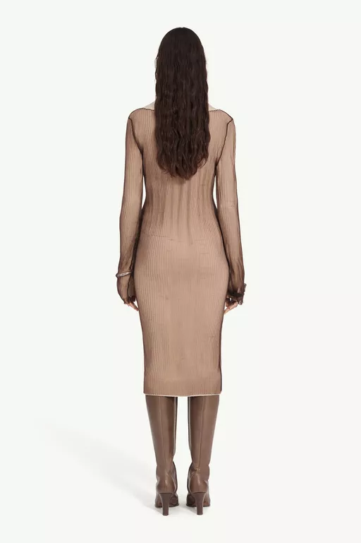 Ribbed midi dress with overlay - Cardigan