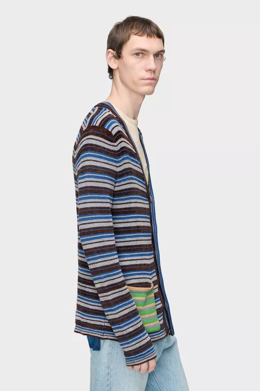 Striped Wool Cardigan - Cardigan