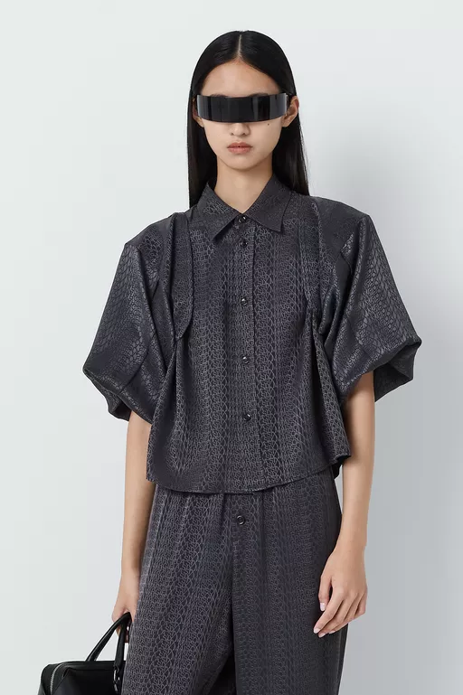Viscose blend jacquard shirt