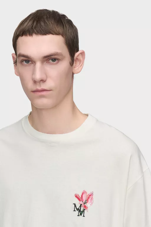 Floral MM Embroidered Cotton T-Shirt - T-shirts