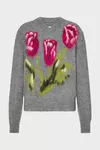 Grey - Flower Wool Sweater