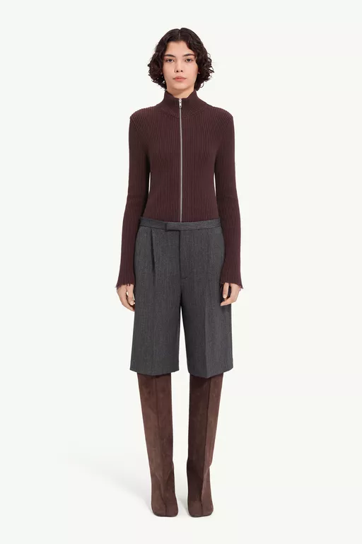 Striped wool blend tailored shorts - Shorts