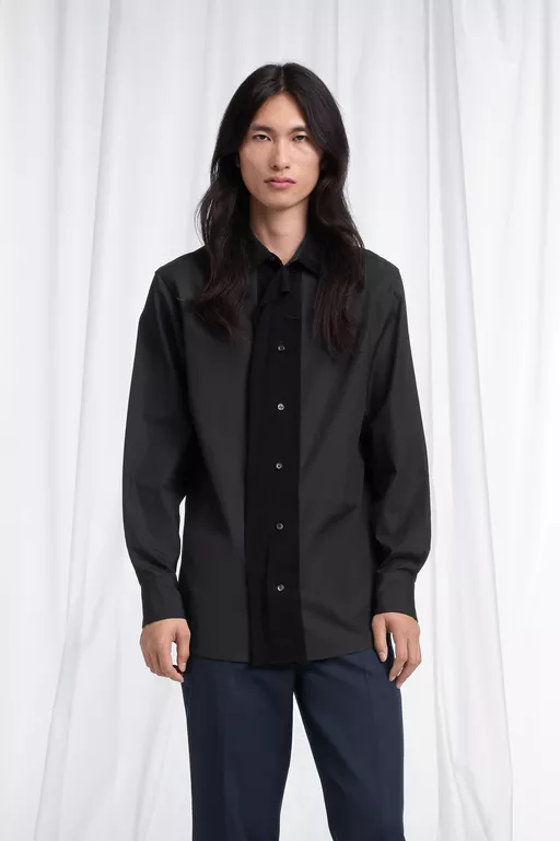 Fusion Velvet Placket Cotton Shirt - Long-sleeved Shirt