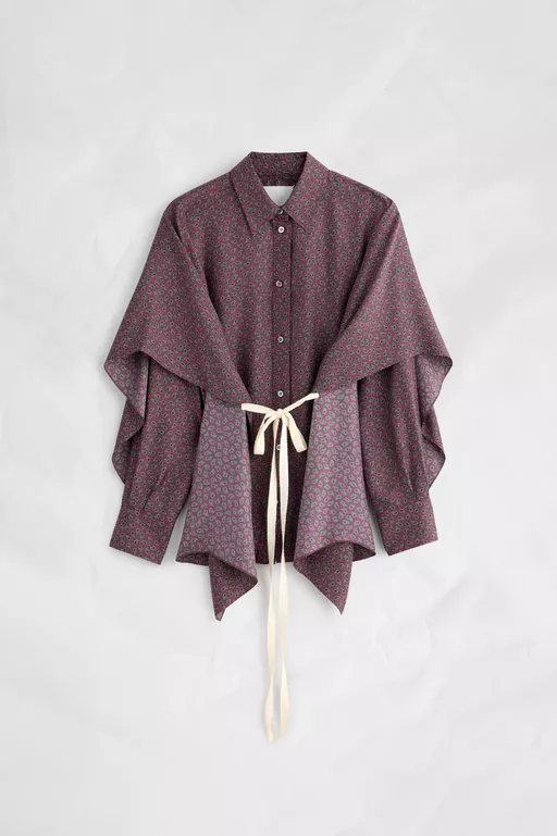 Cape-Sleeve Paisley Print Shirt - Shirts