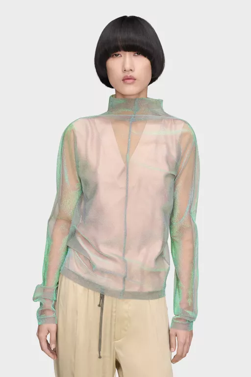 Shimmer Knit Draped Longsleeve - Crewneck