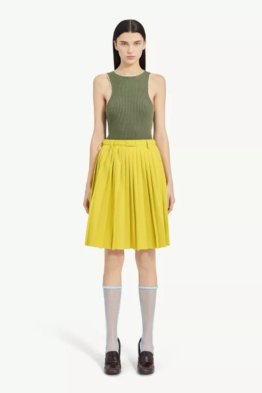Wool-Blend Pleated Skirt