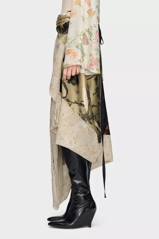 Silk Floral Midi Skirt - Midi Skirts