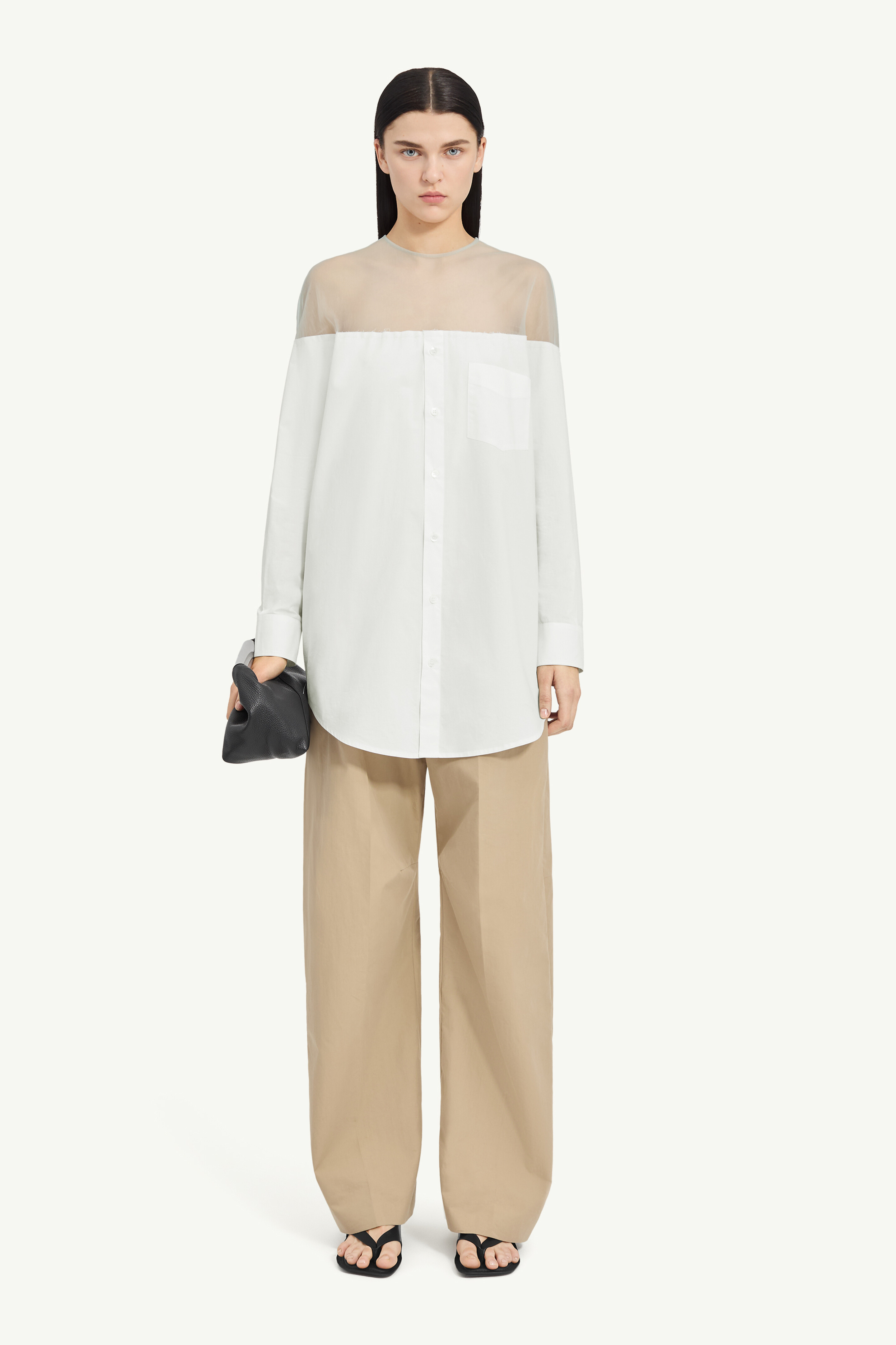 High-Cut Cotton Poplin Shirt