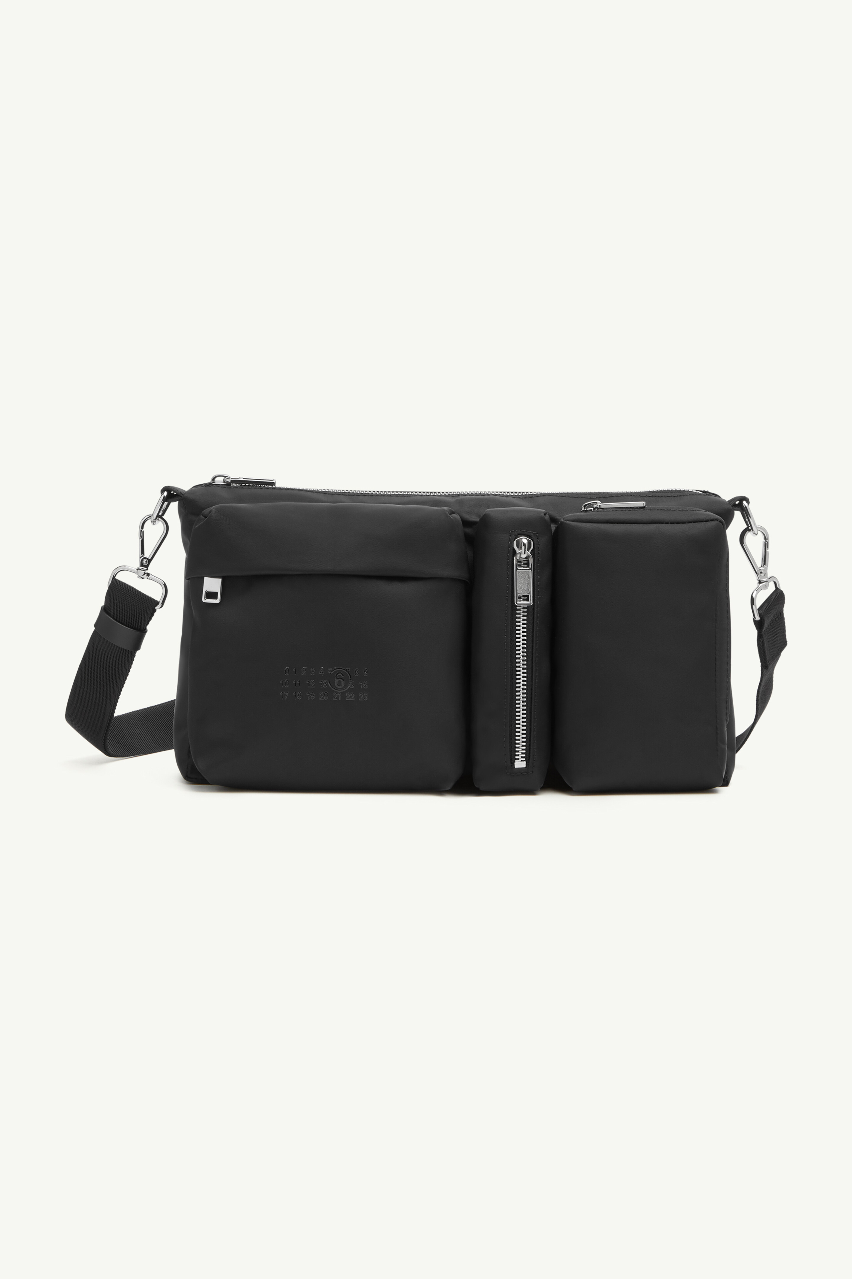 Three-Pocket Nylon Crossbody Messenger Bag