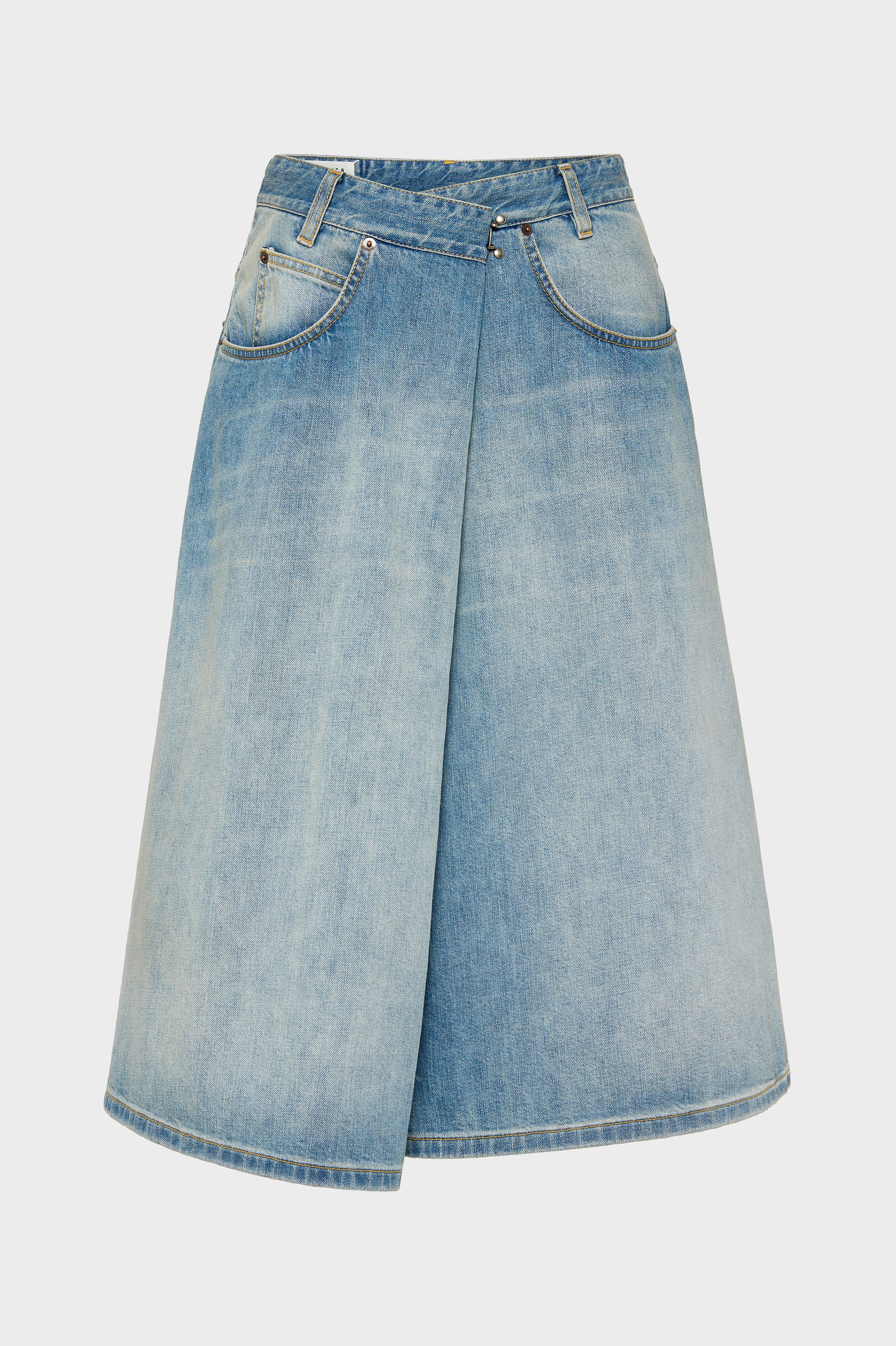 Falda midi cruzada de denim