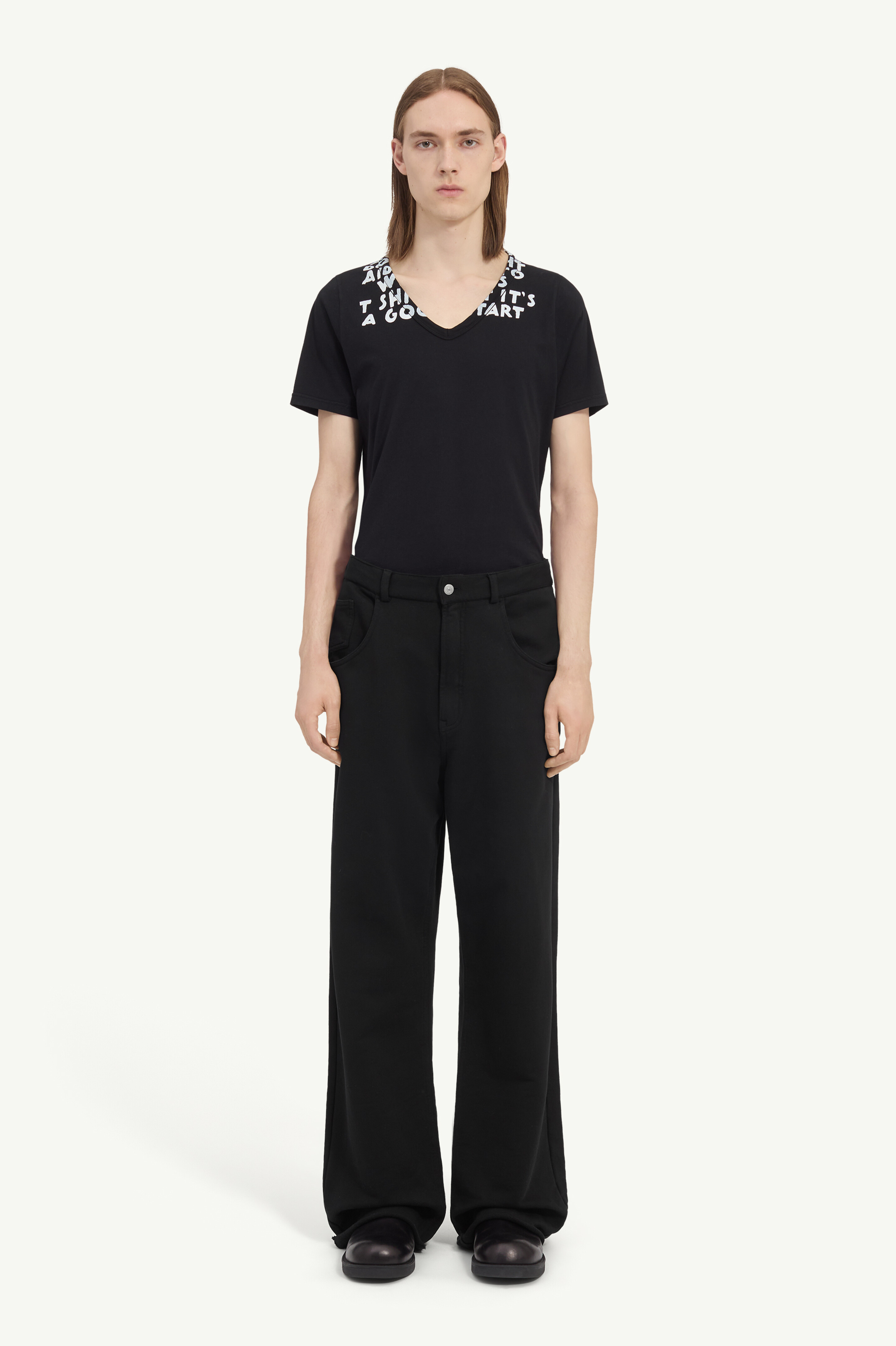 Logo-embroidered unbrushed cotton trousers