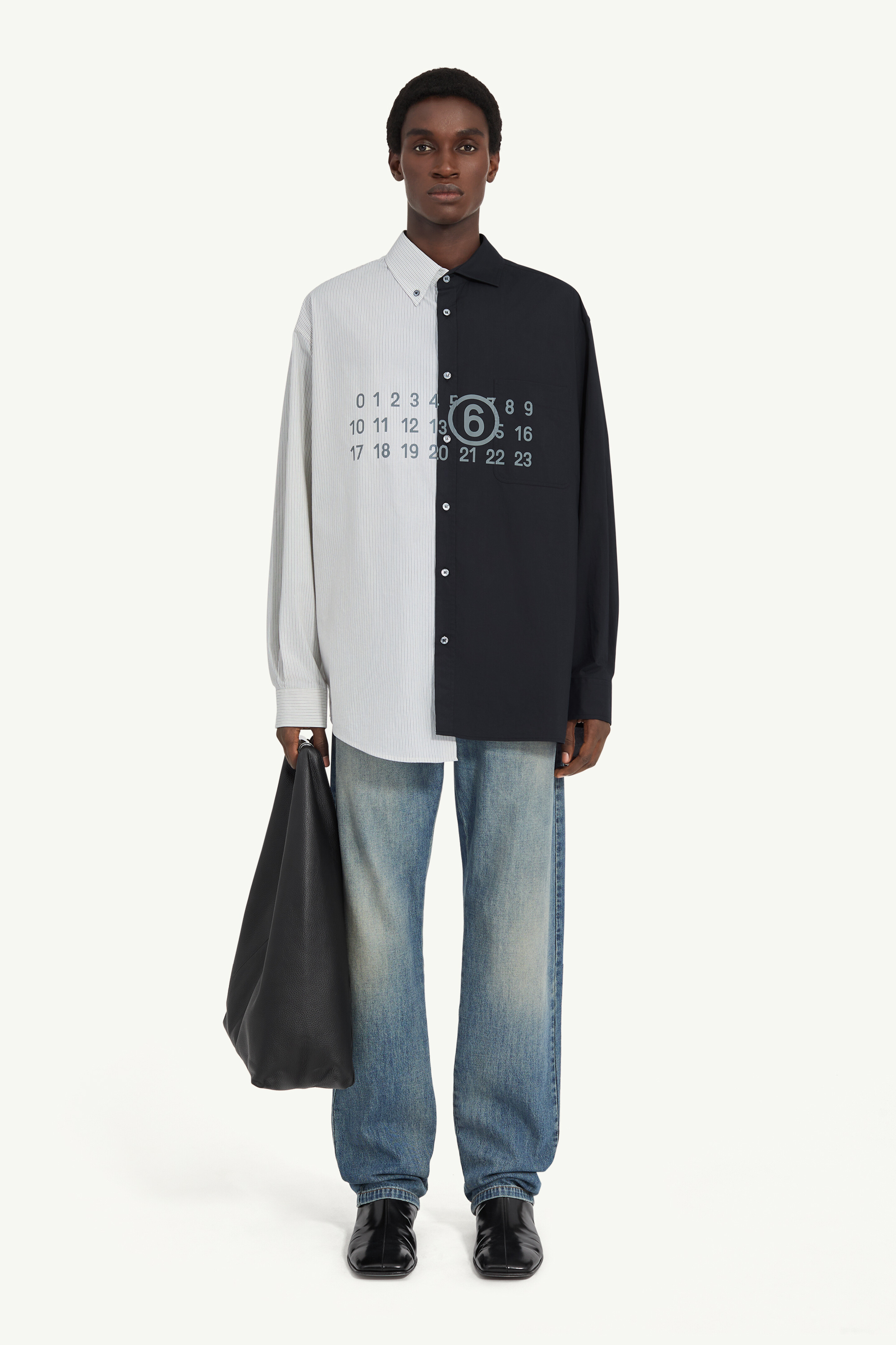 Two-tone cotton poplin shirt