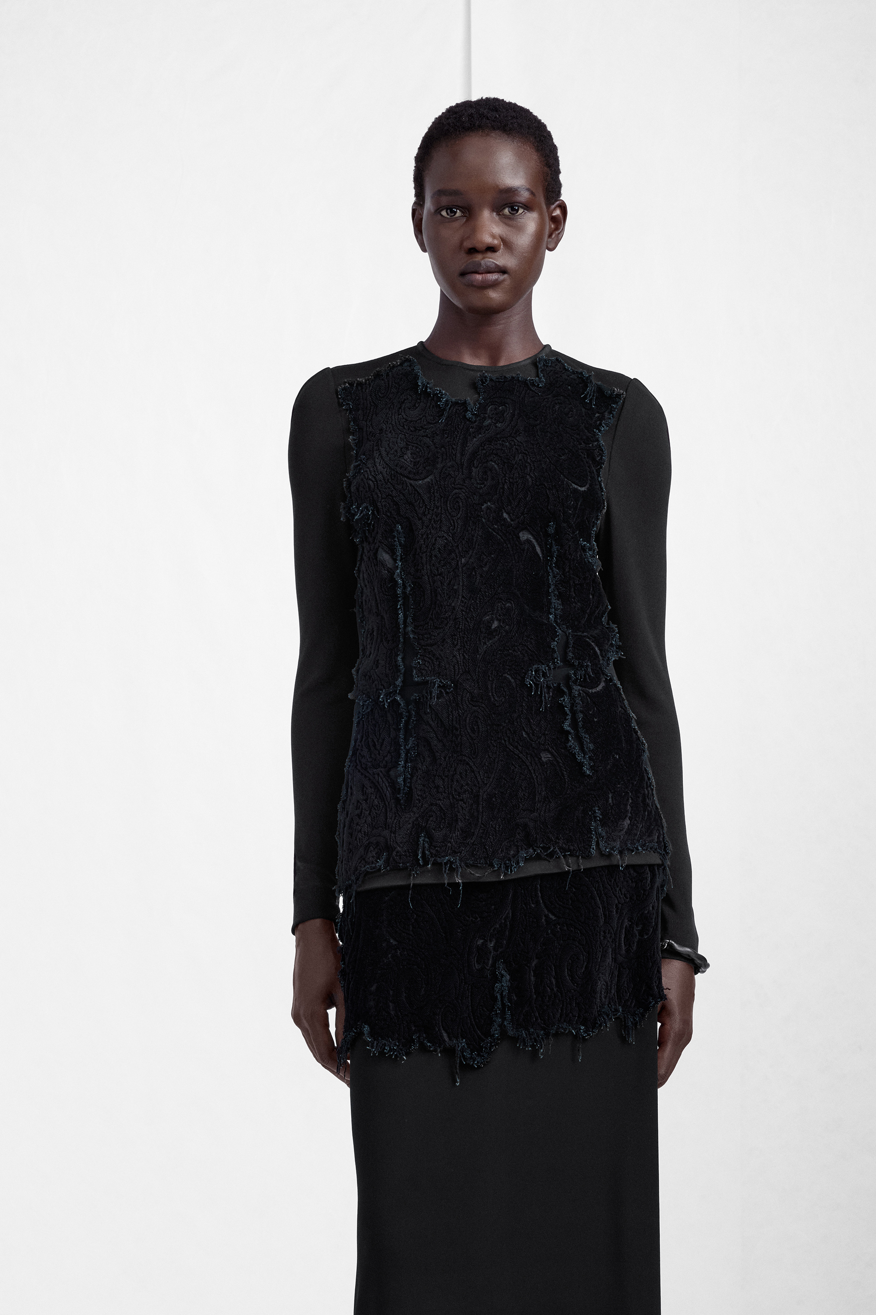 Tapestry Panel Long-Sleeve Top