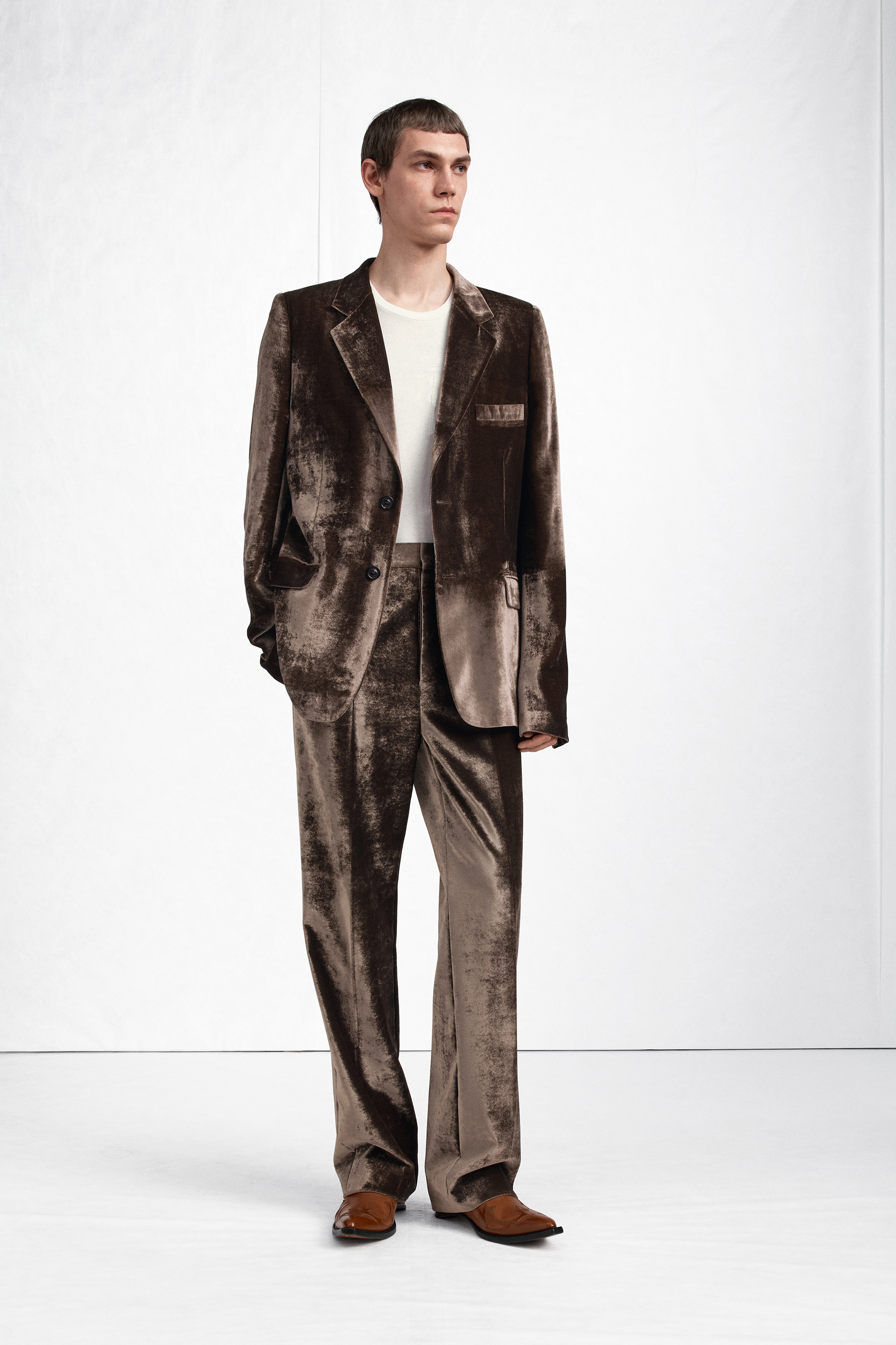 Velvet Wide-Leg Trousers