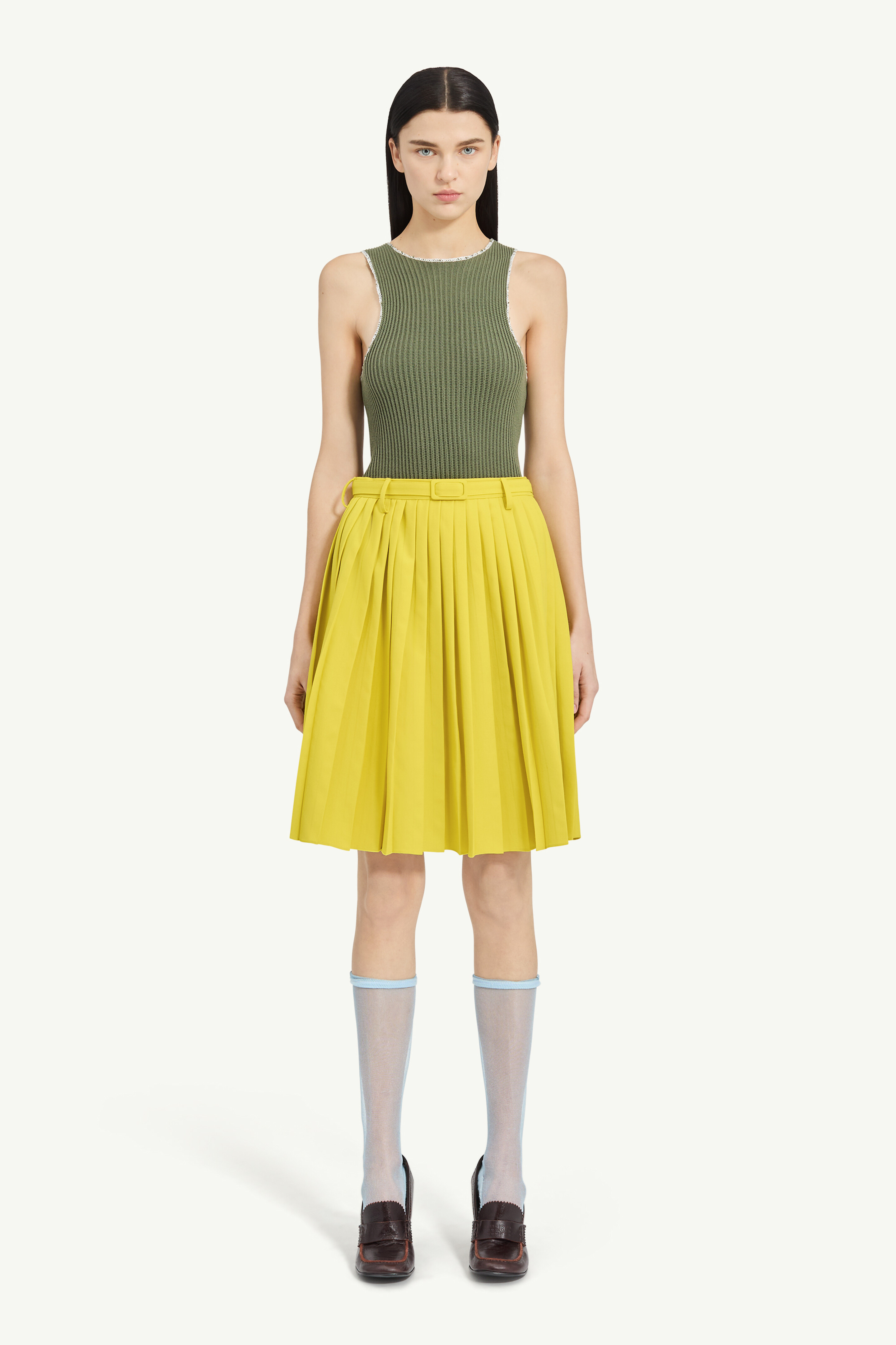 Wool-Blend Pleated Skirt