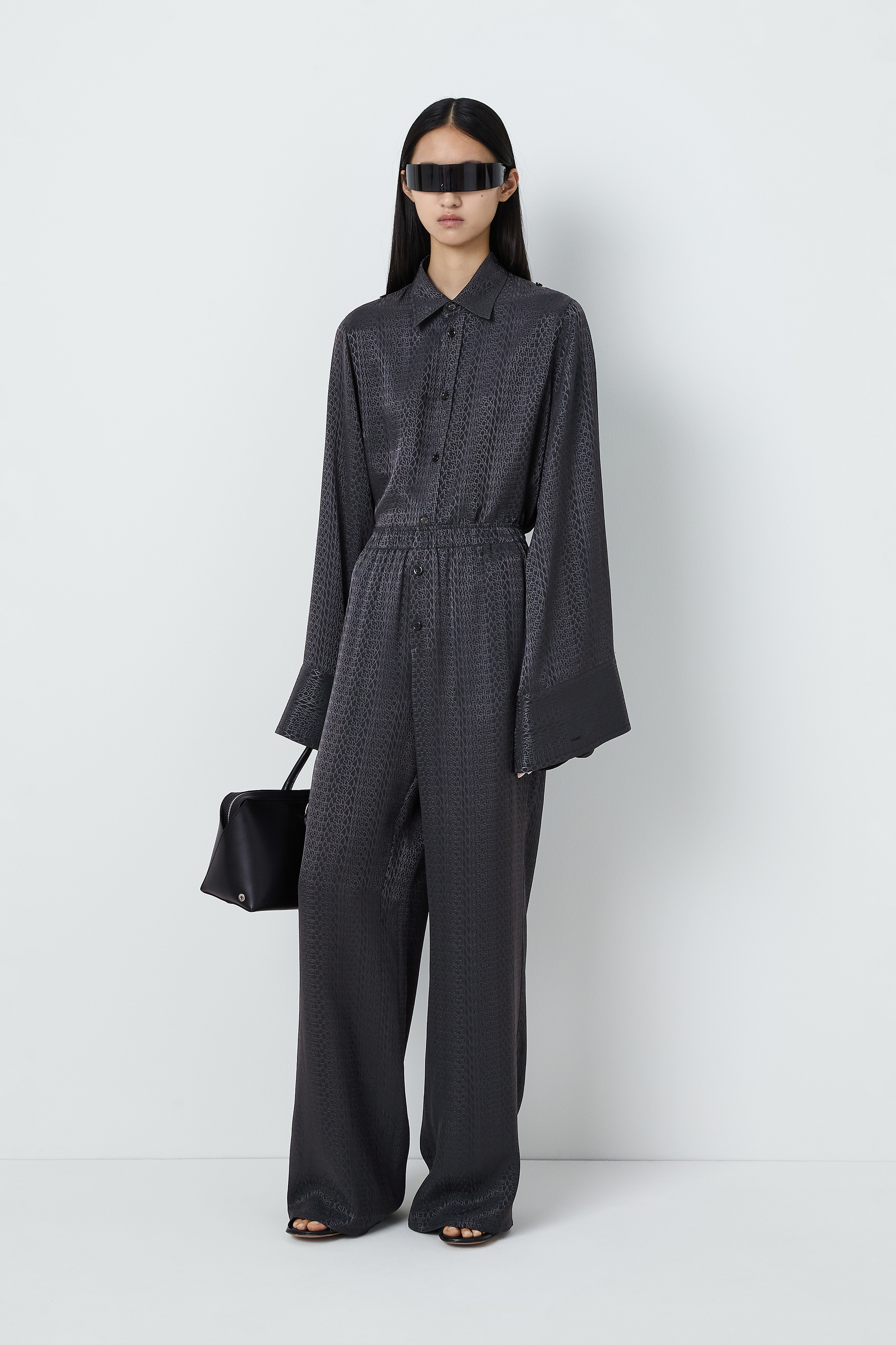 Viscose blend jacquard trousers