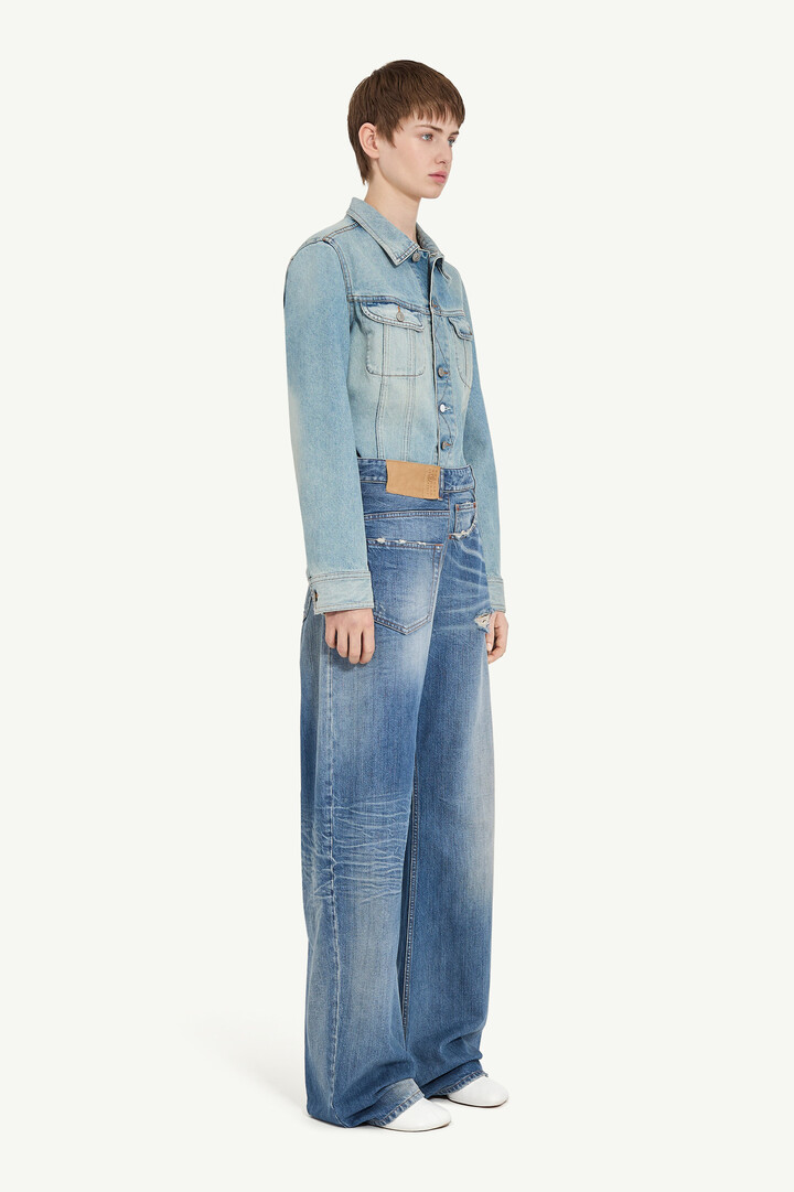 パンツ Maison Margiela TWISTED DENIM Blue Wide-leg Jeans with Buttons | Maison Margiela