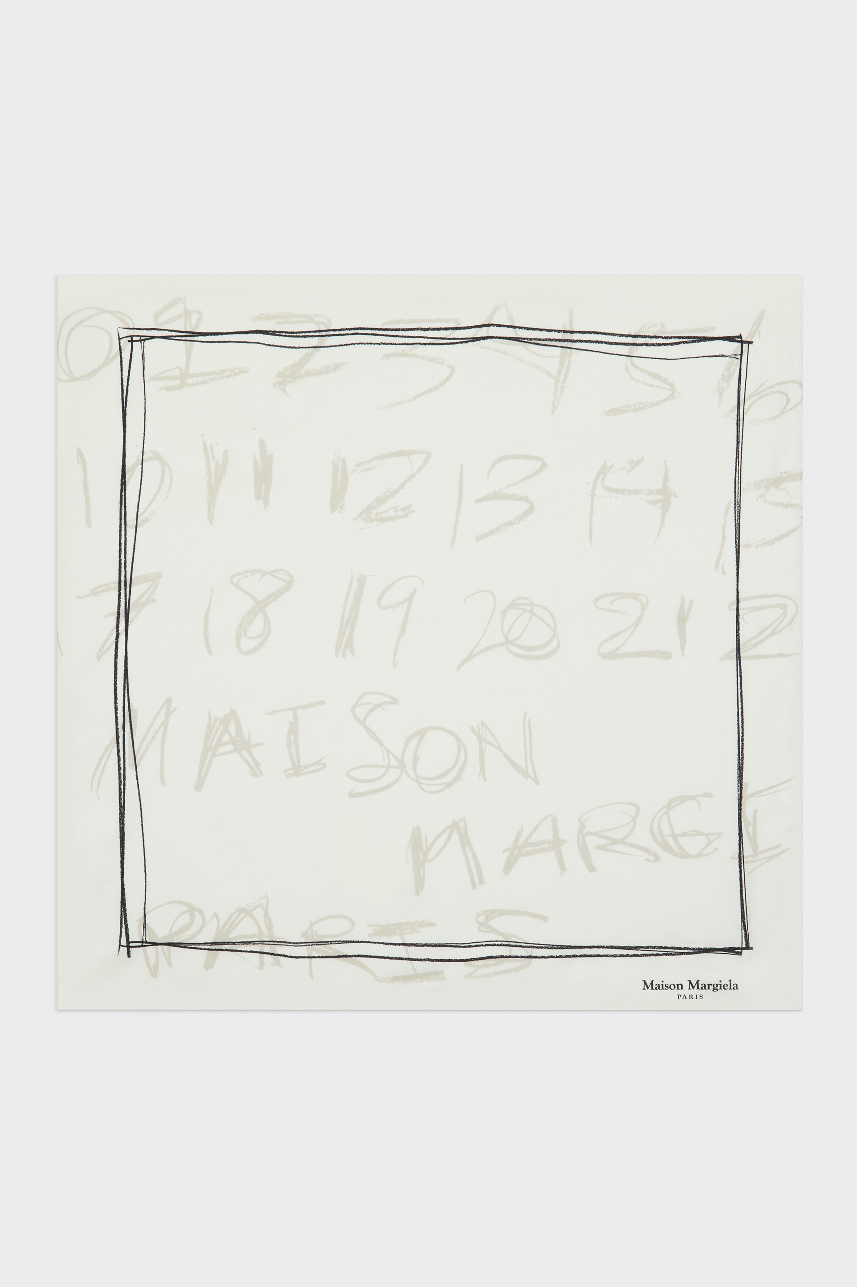 Scribbled Numerical silk foulard