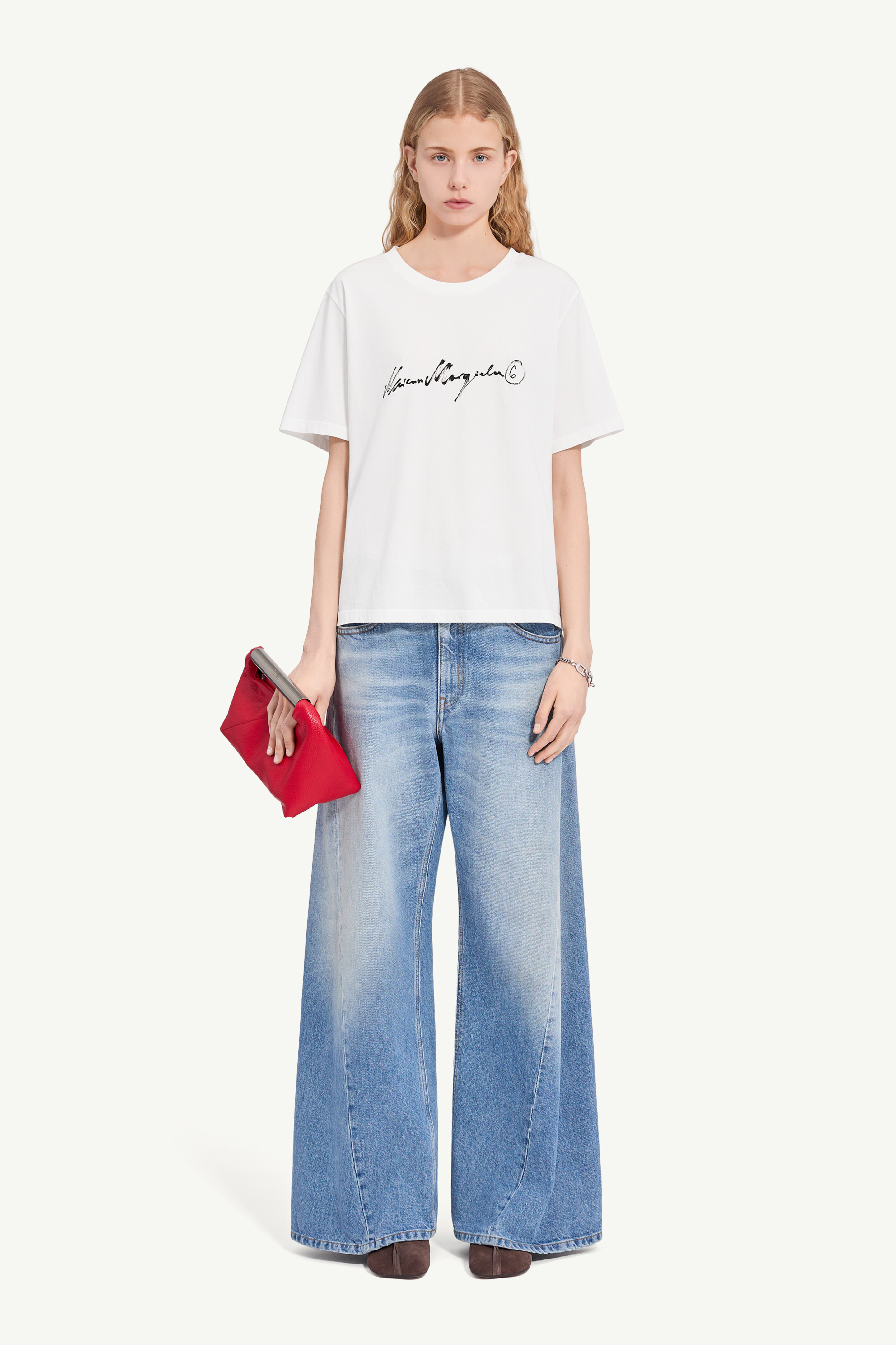 Overdyed handwritten-print T-shirt