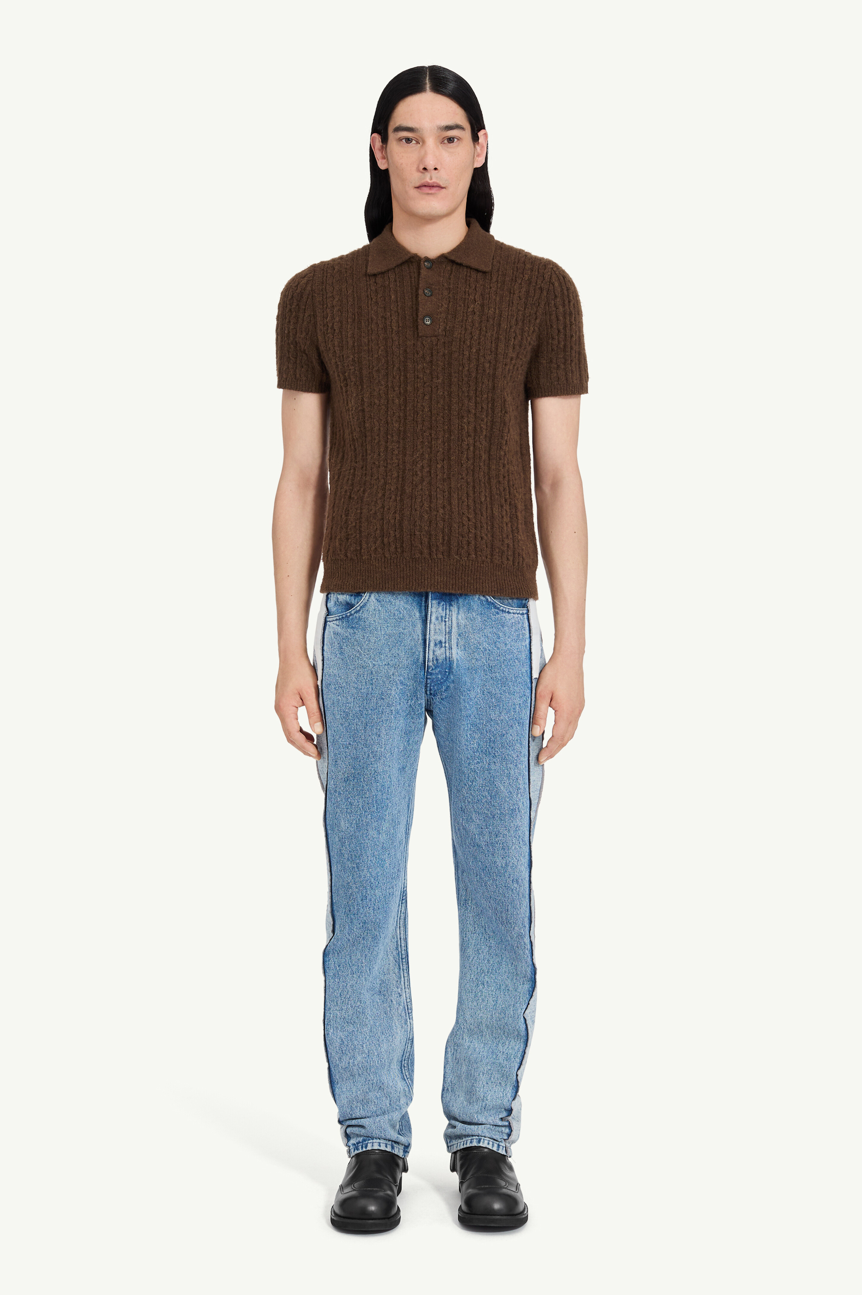 Ribbed polo shirt