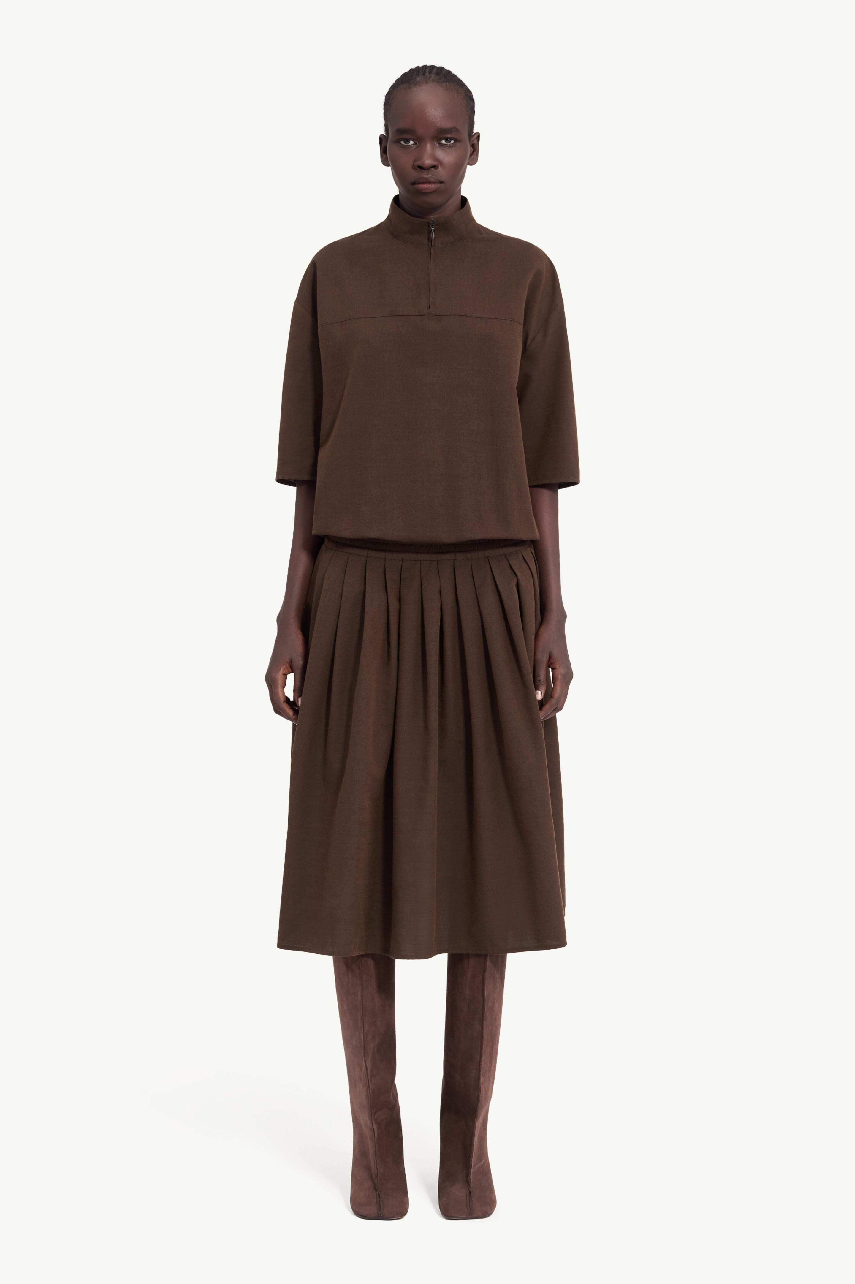 Wool shirting shirt dress