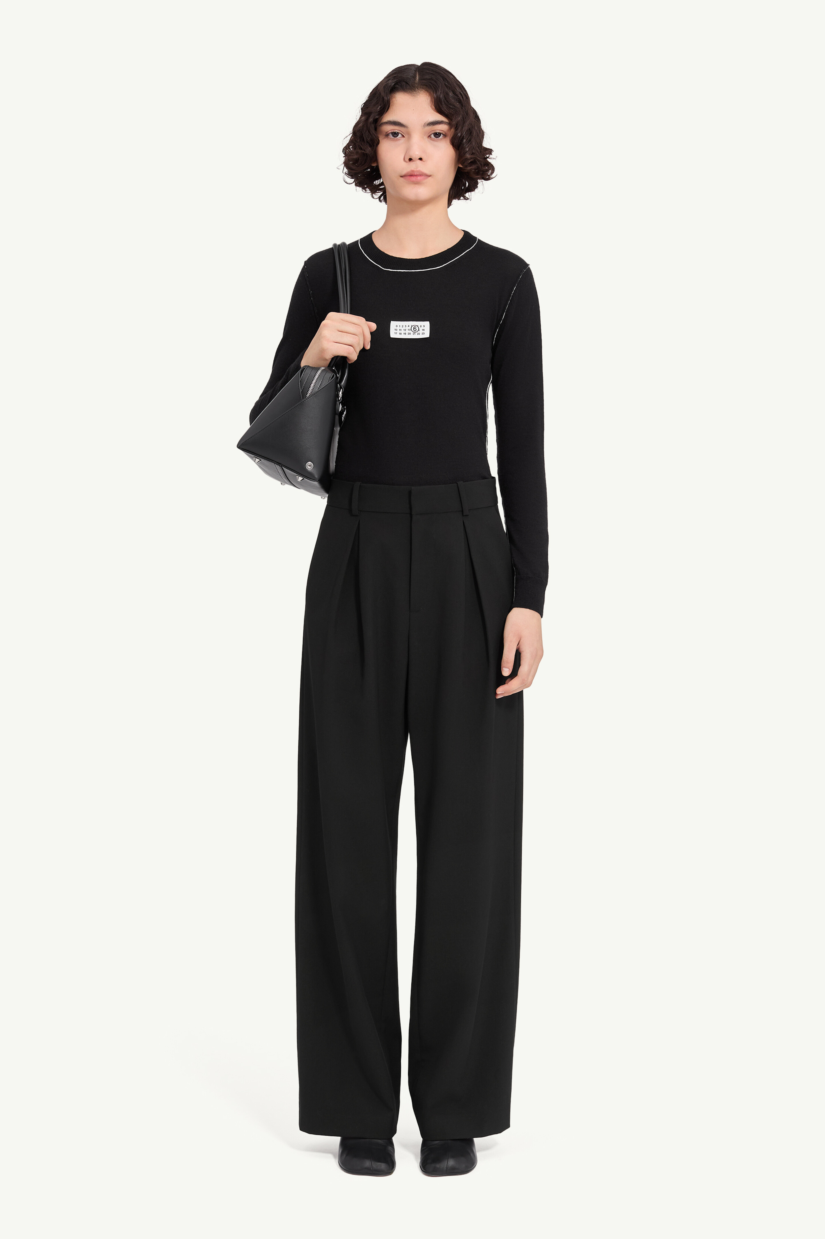 Mannequin label wool blend pleated trousers