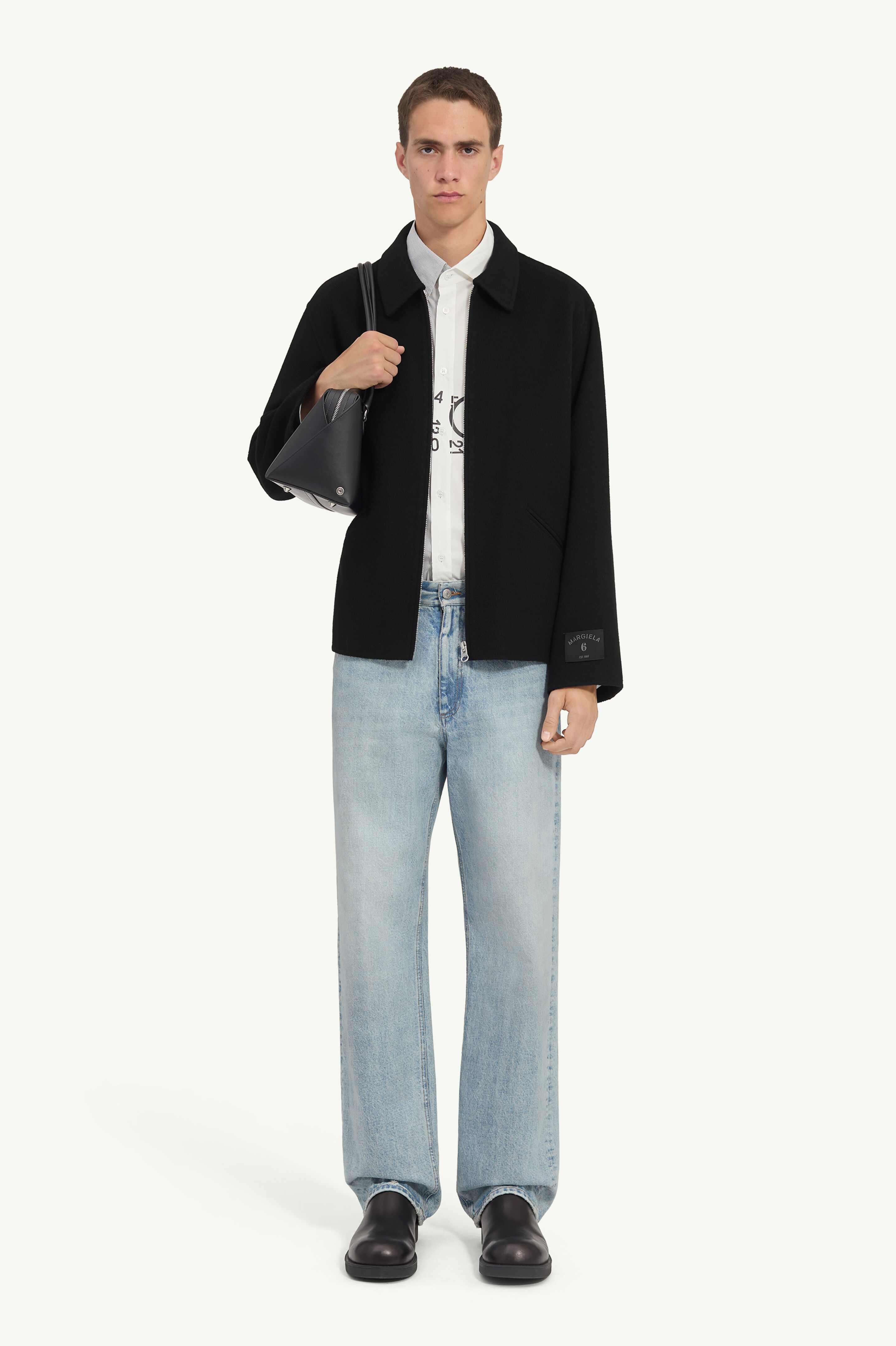 Double-faced wool zip jacket