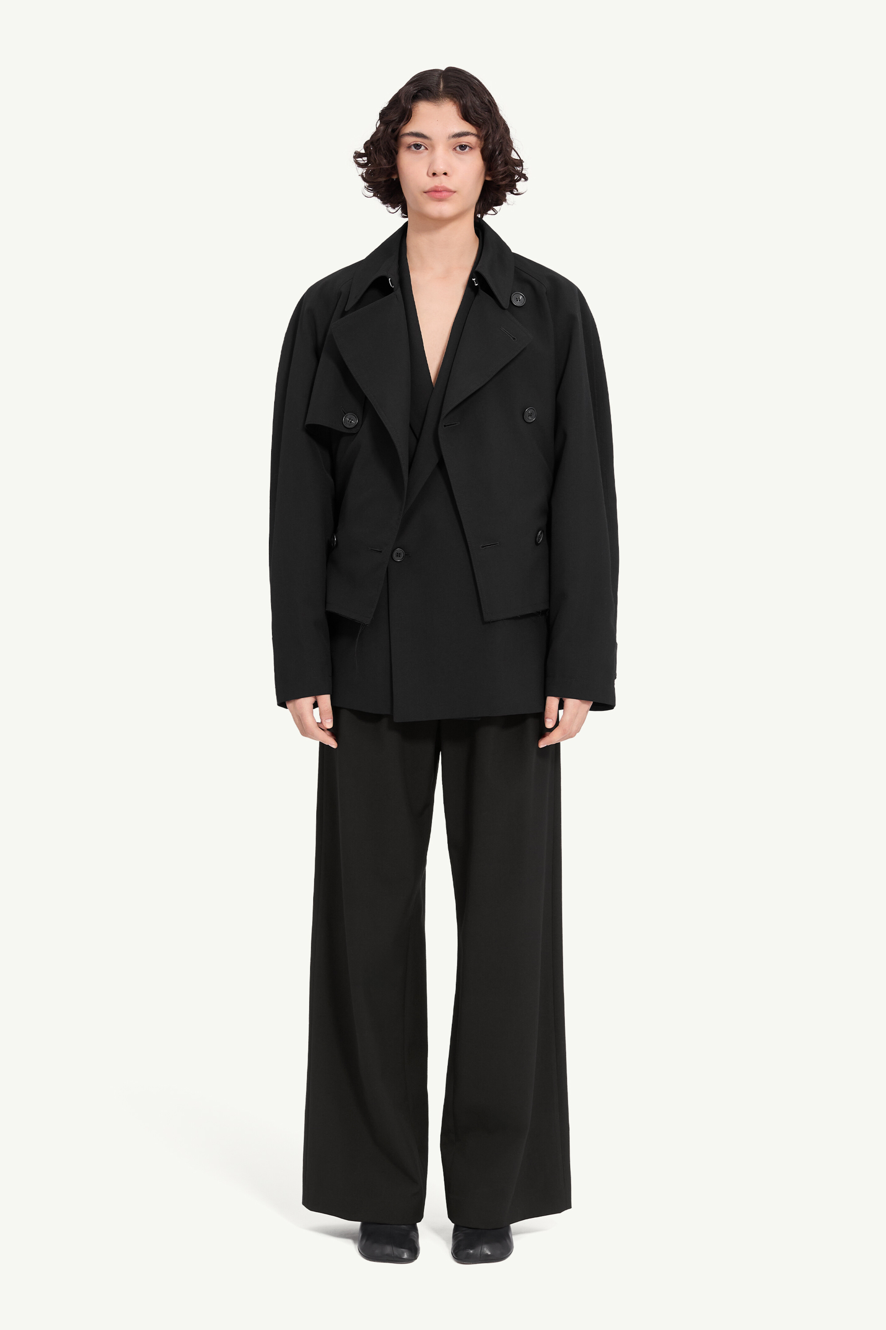 Belted wool blend jacket