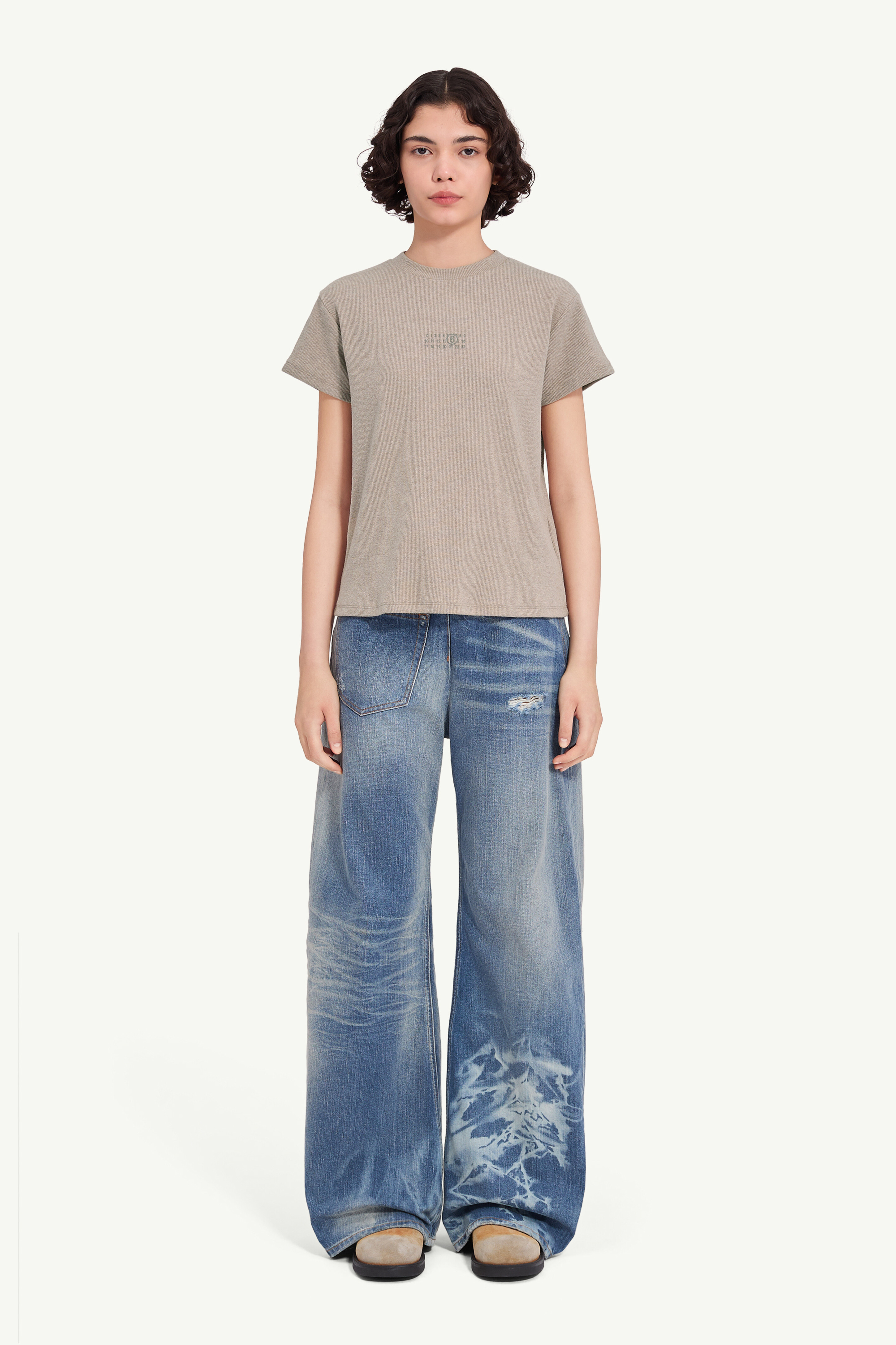 Wool blend rib jersey T-shirt