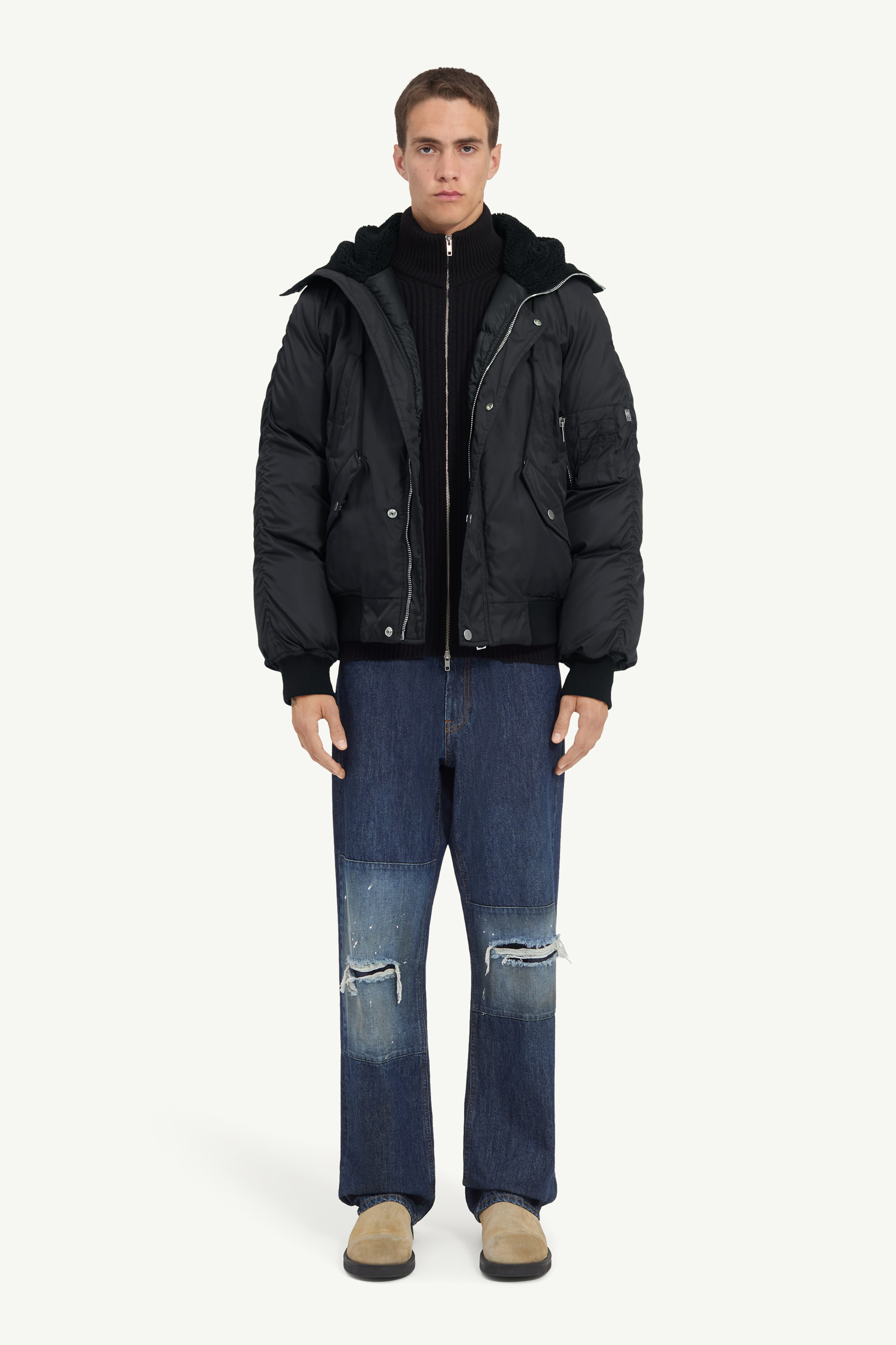 Hooded bomber jacket