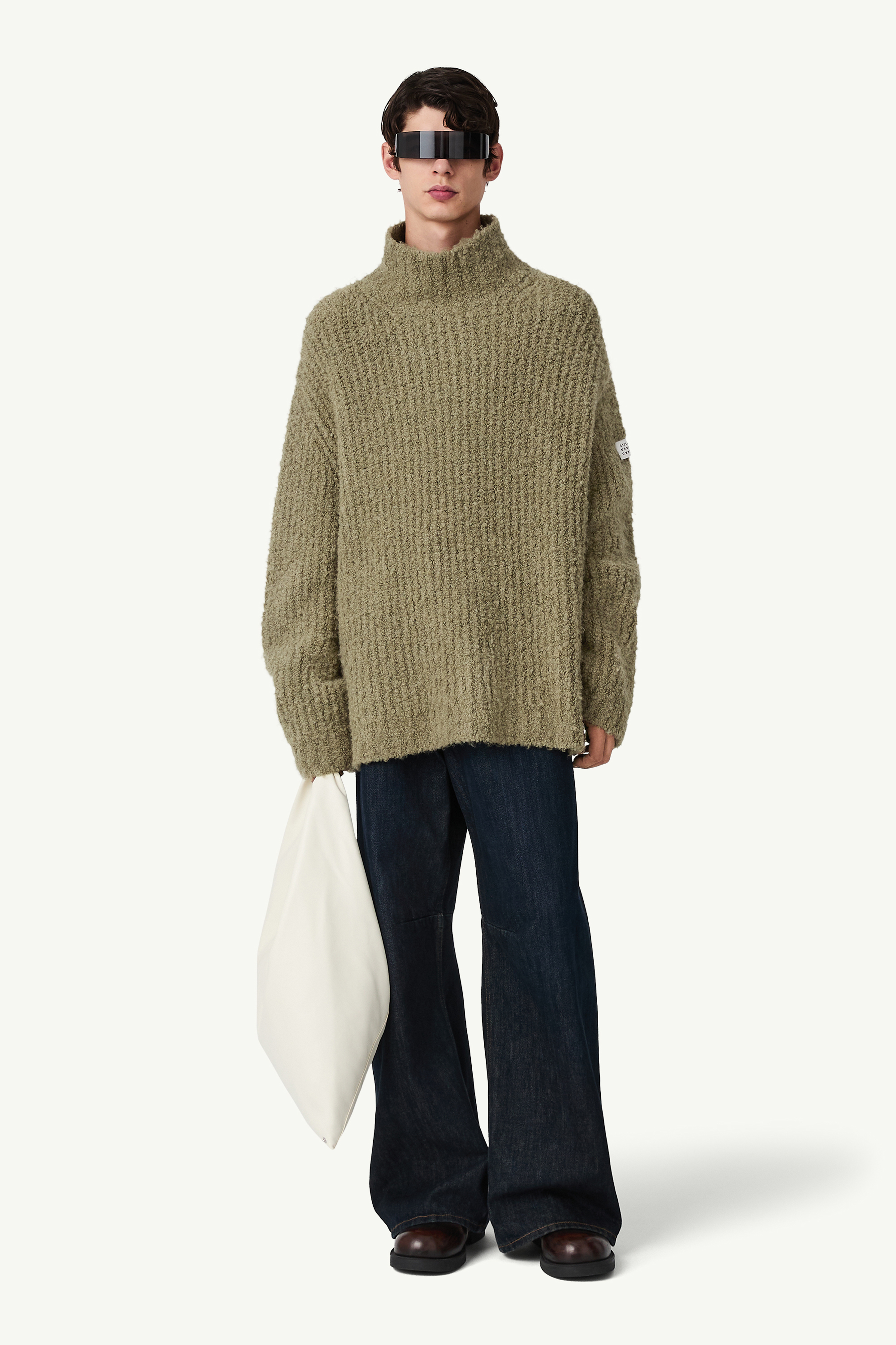 Textured knit turtleneck jumper