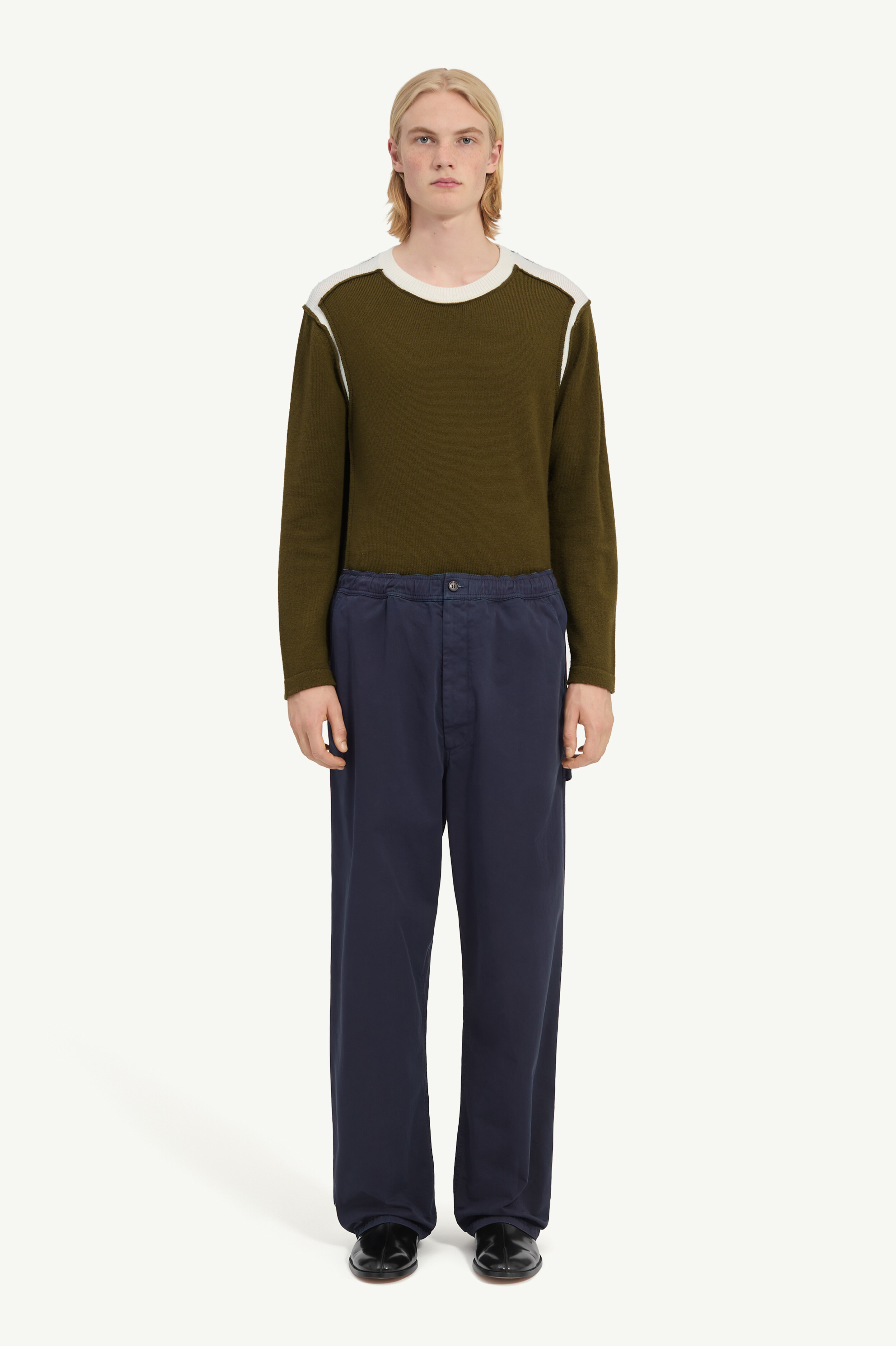 Overdyed gabardine wide-leg trousers