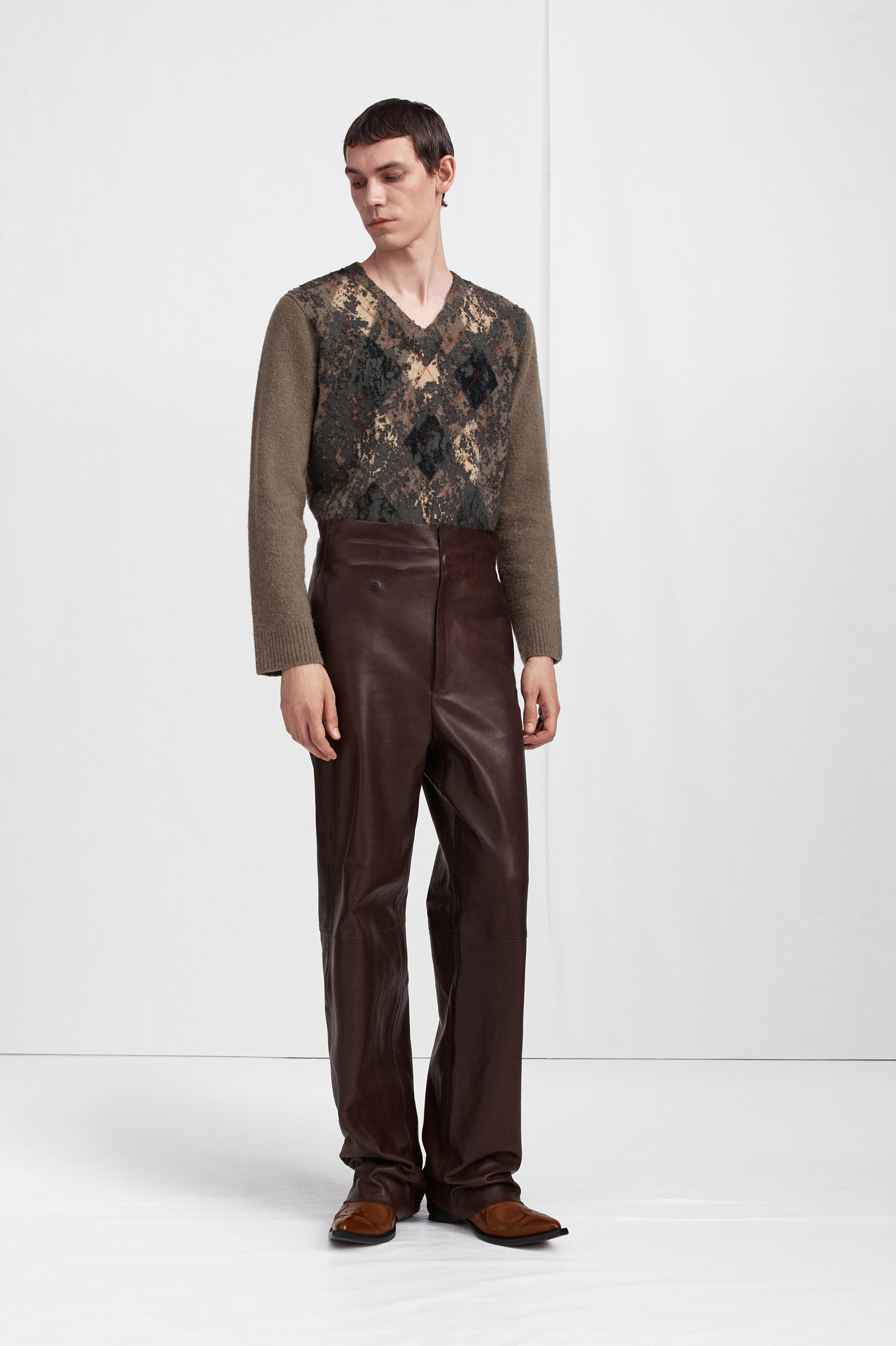 Fusion Leather Wide-leg Trousers