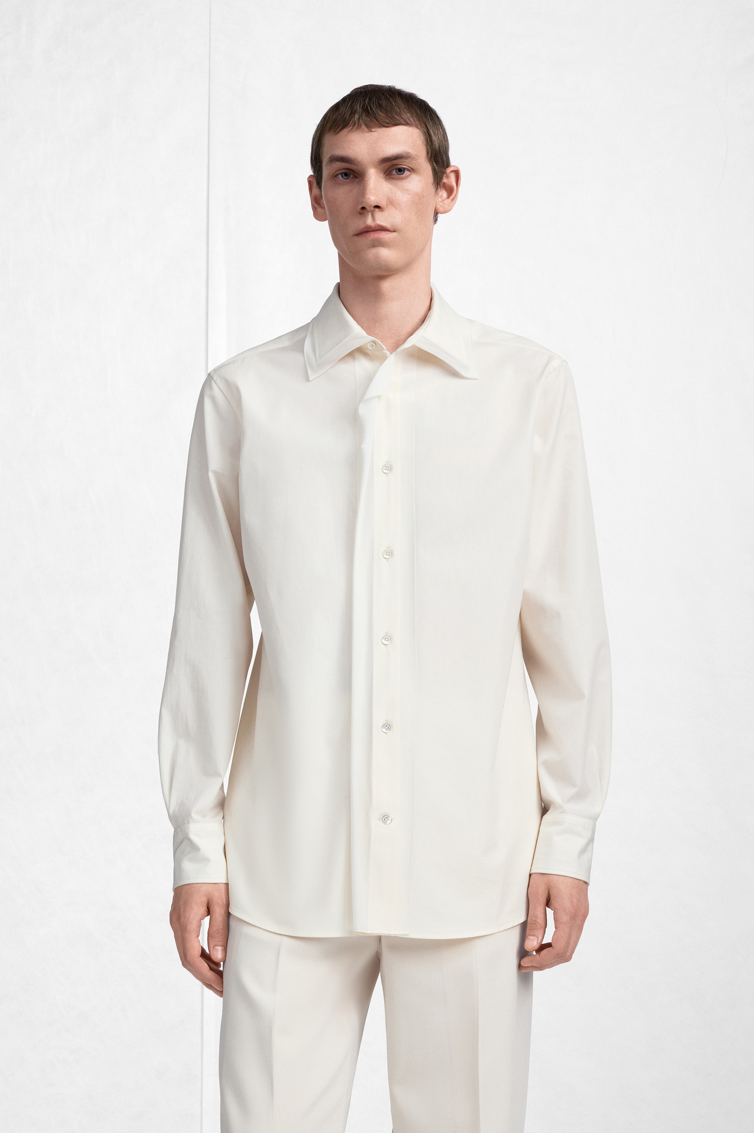 Camicia Fusion in cotone con bottoni in velluto