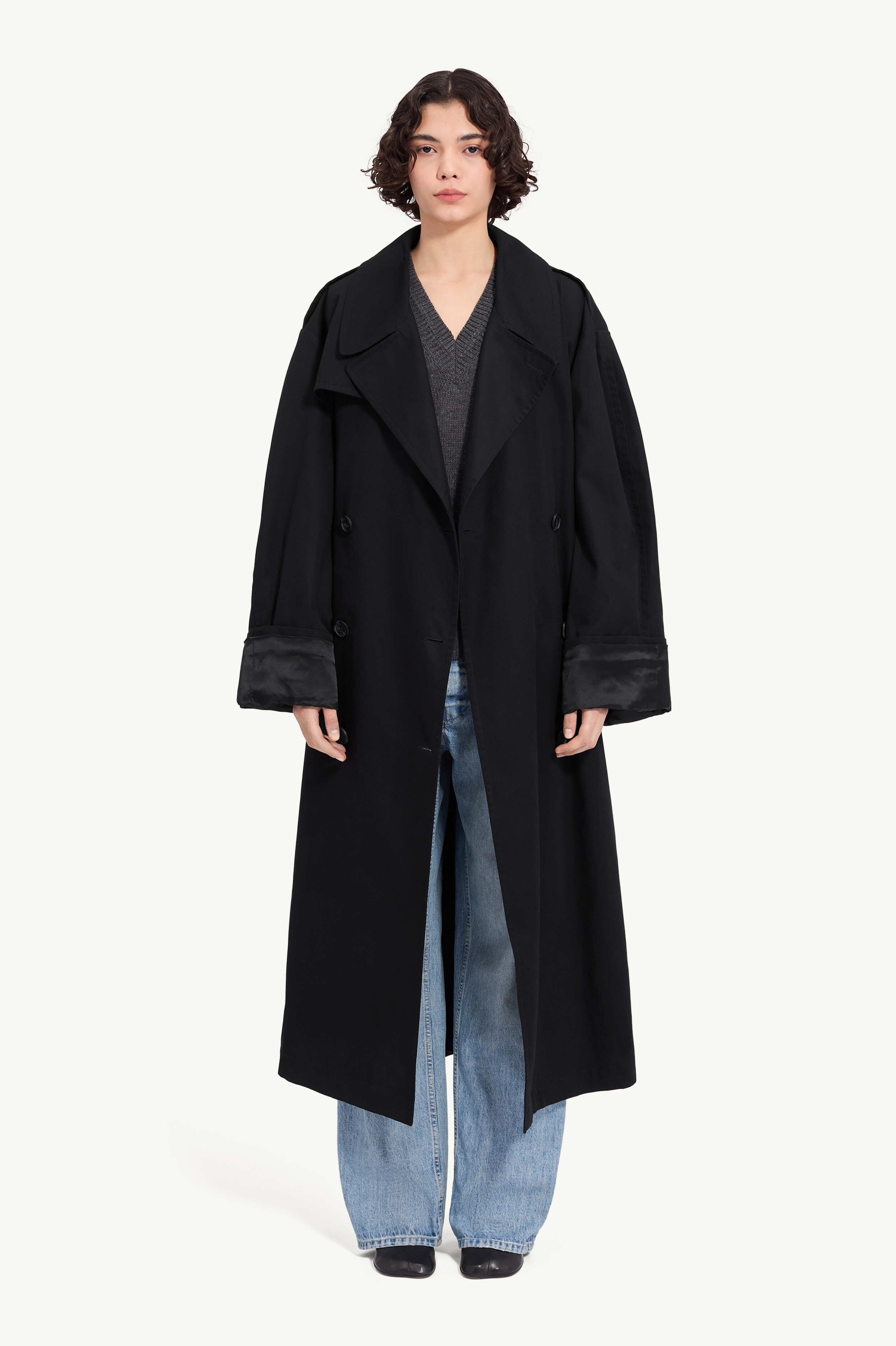 Cotton twill trench coat