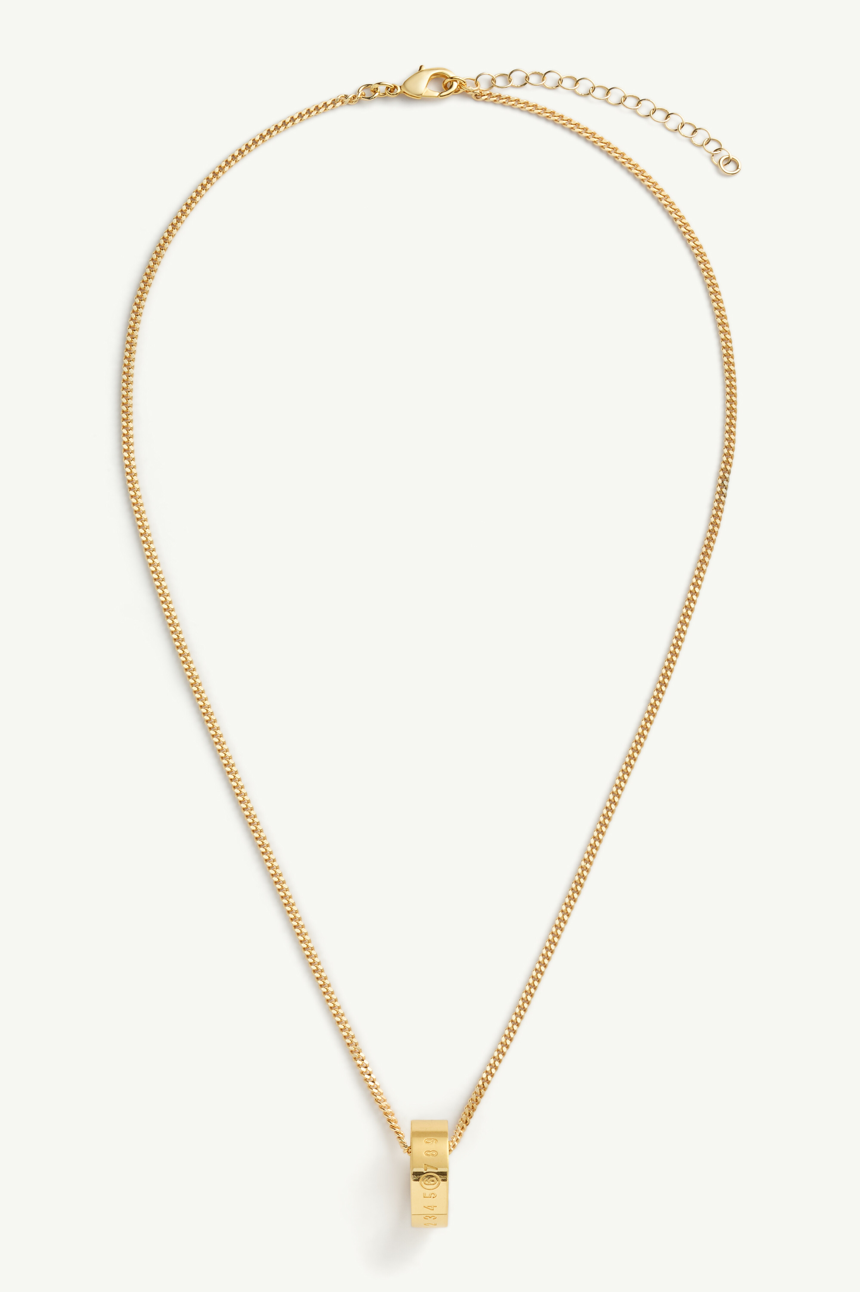 Gold numeric pendant necklace
