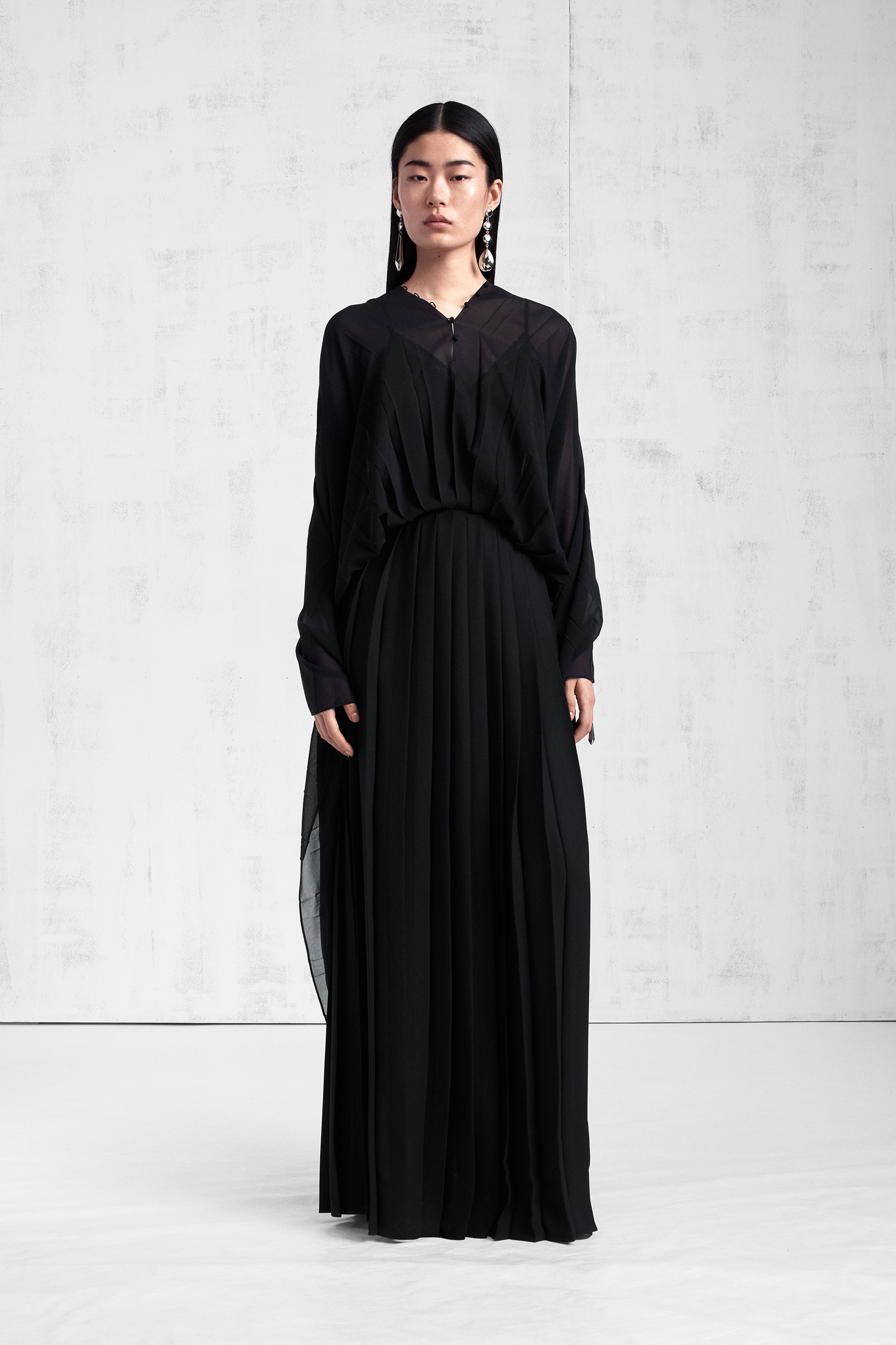 Vestido Largo Tipo Caft&aacute;n con Pliegues