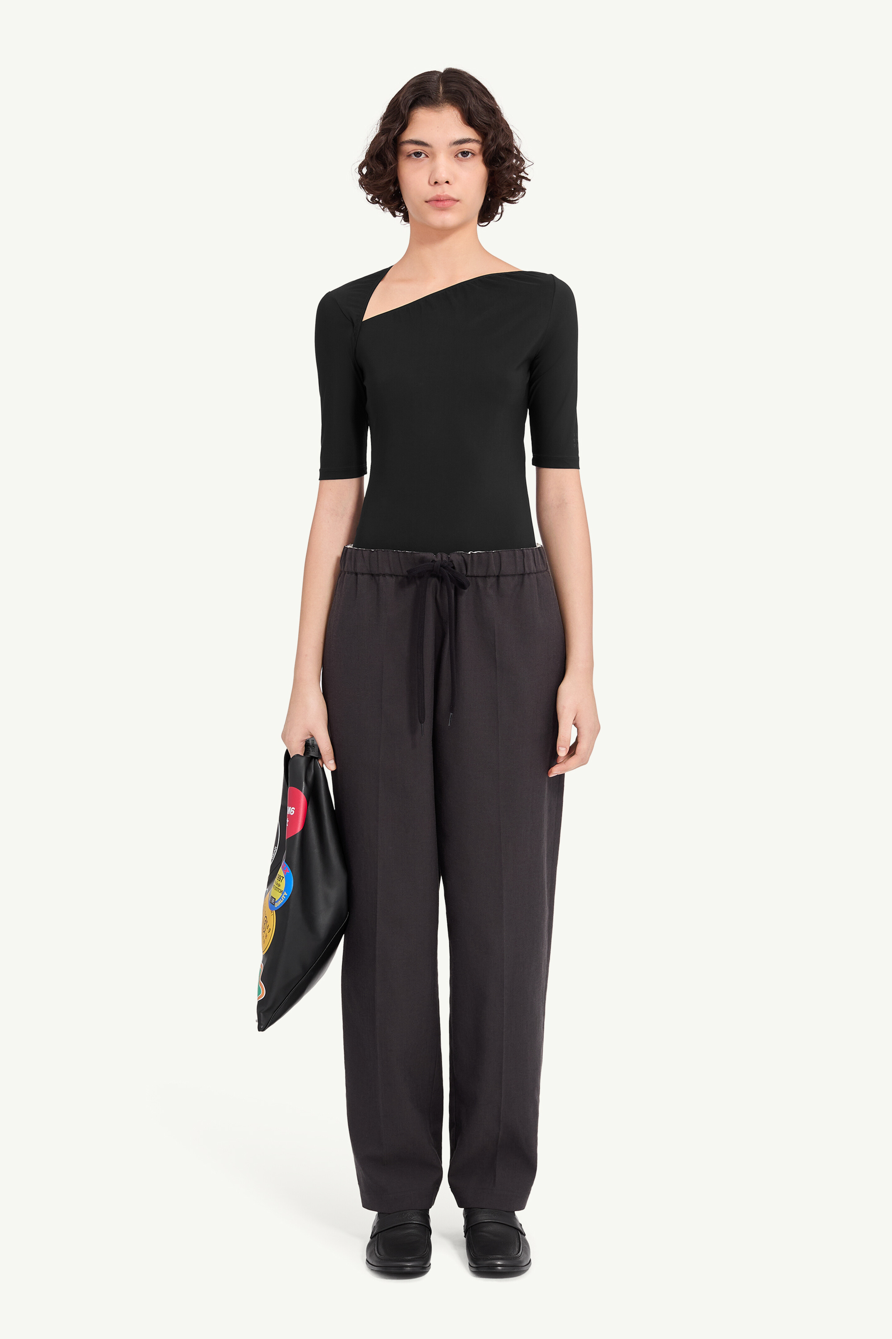 Asymmetric jersey top