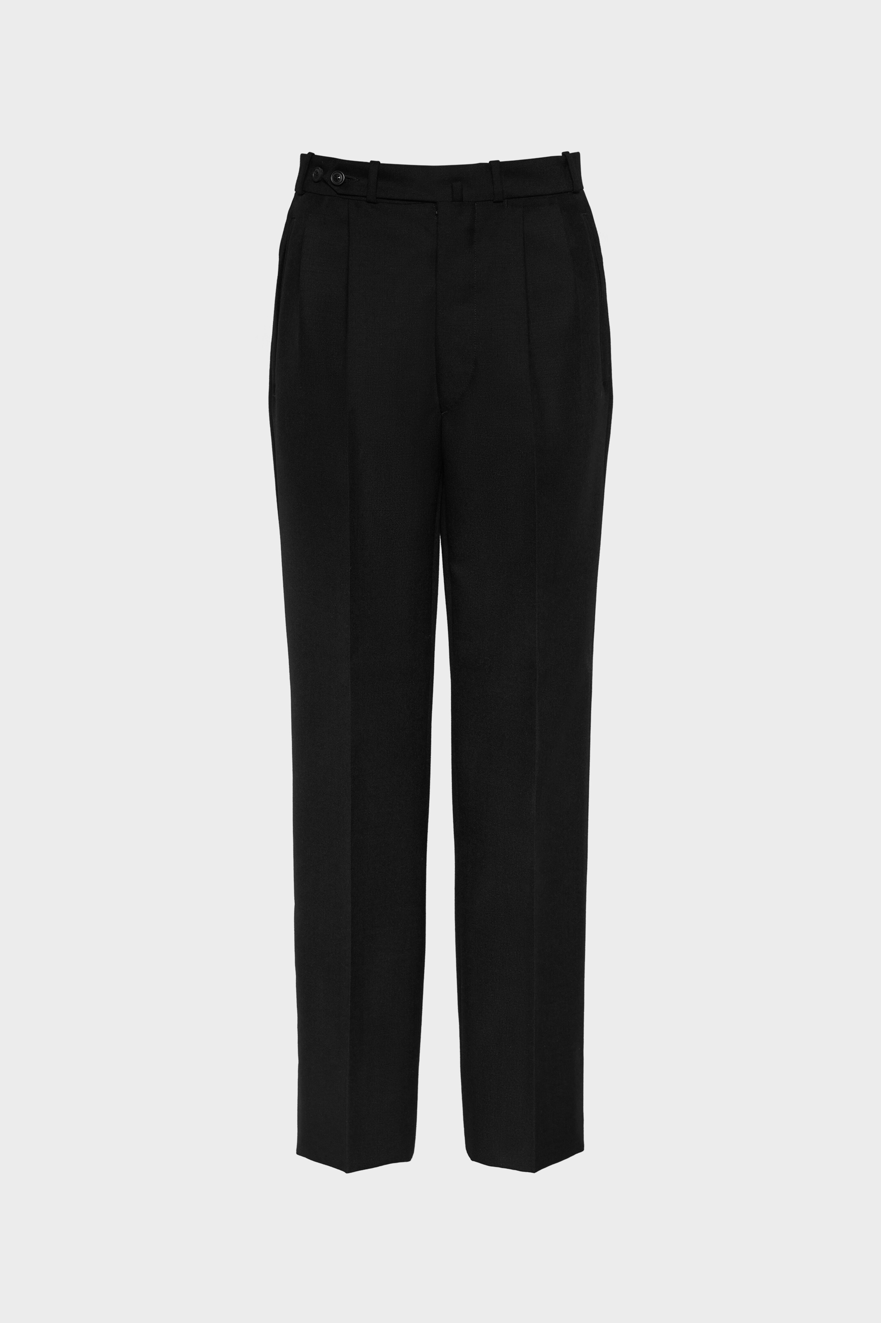 Herringbone Wool Pleated Trousers