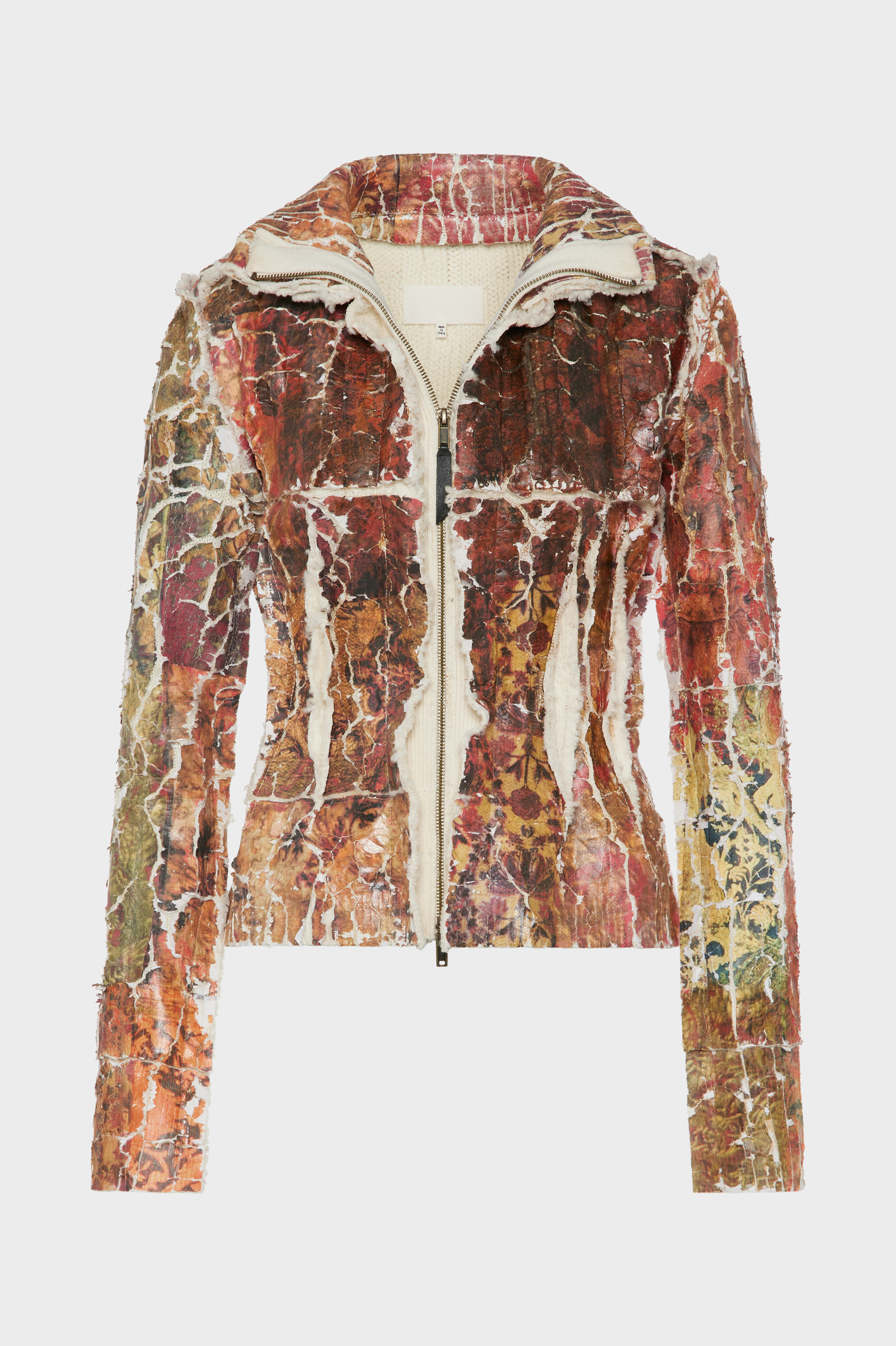 Fragmented Floral Zip-Up Jacket