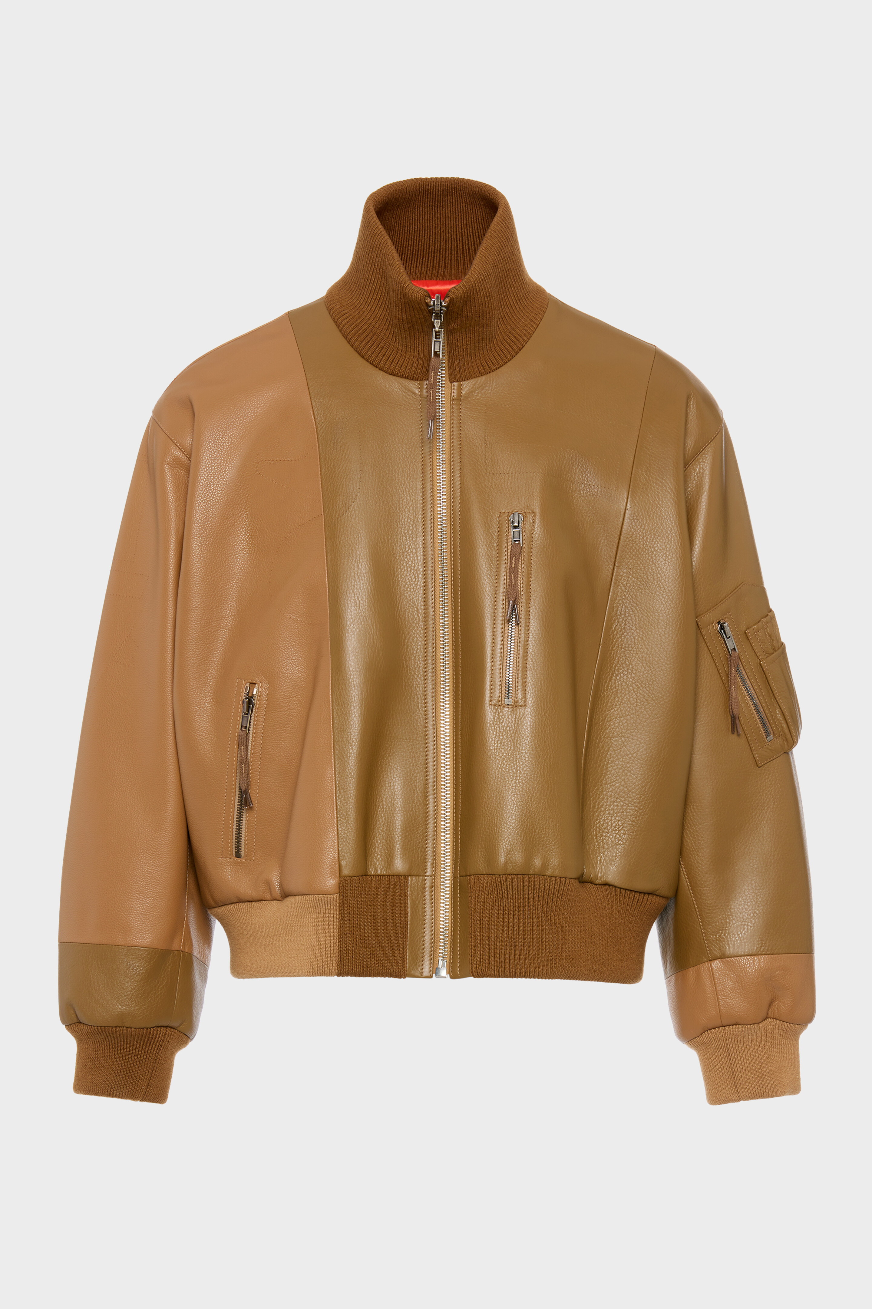 Veste bomber en cuir assembl&eacute;