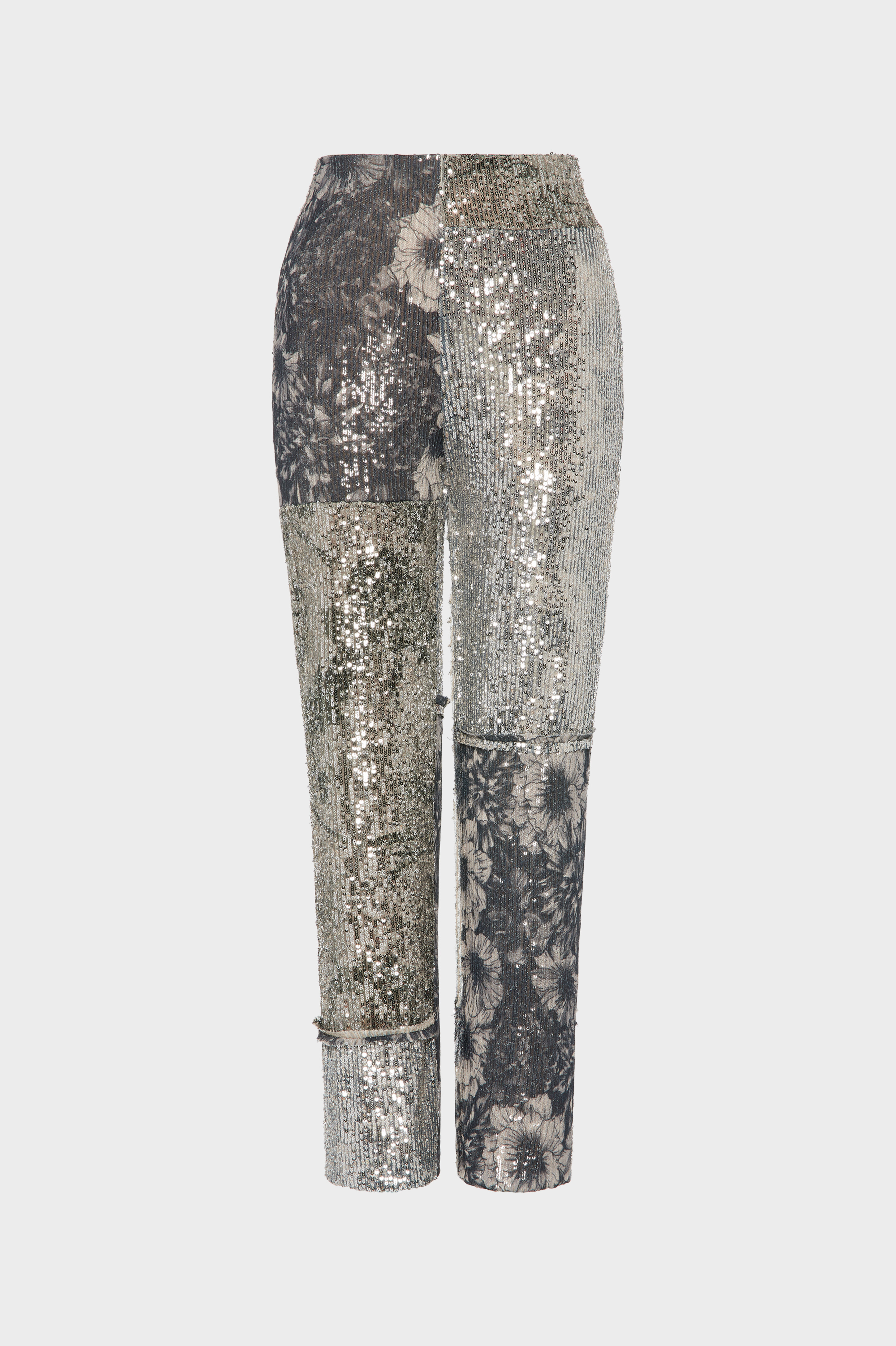 Floral Sequin Patchwork Trousers