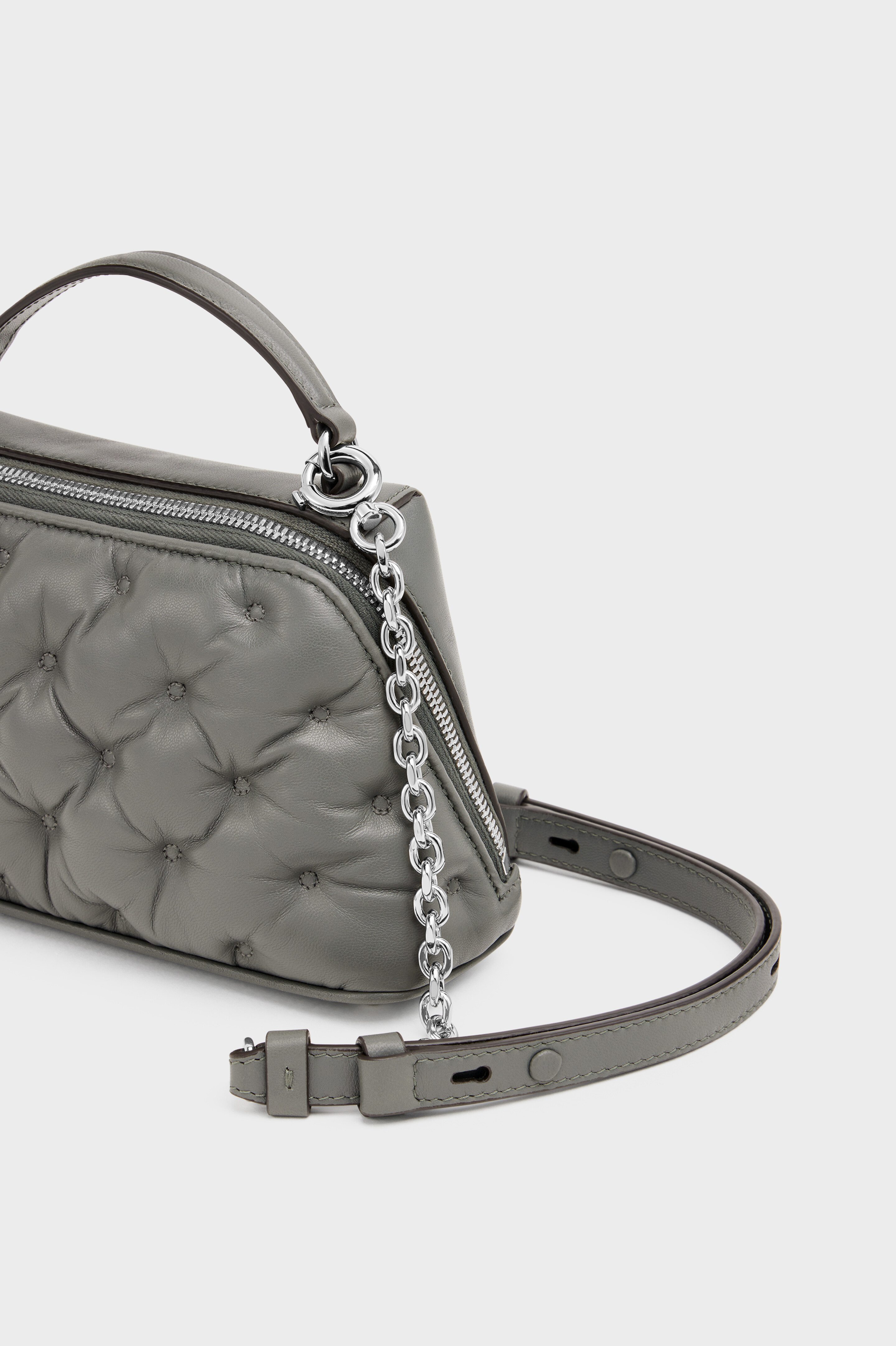 Gray Leather Glam Slam Trapezoid Bag | Maison Margiela