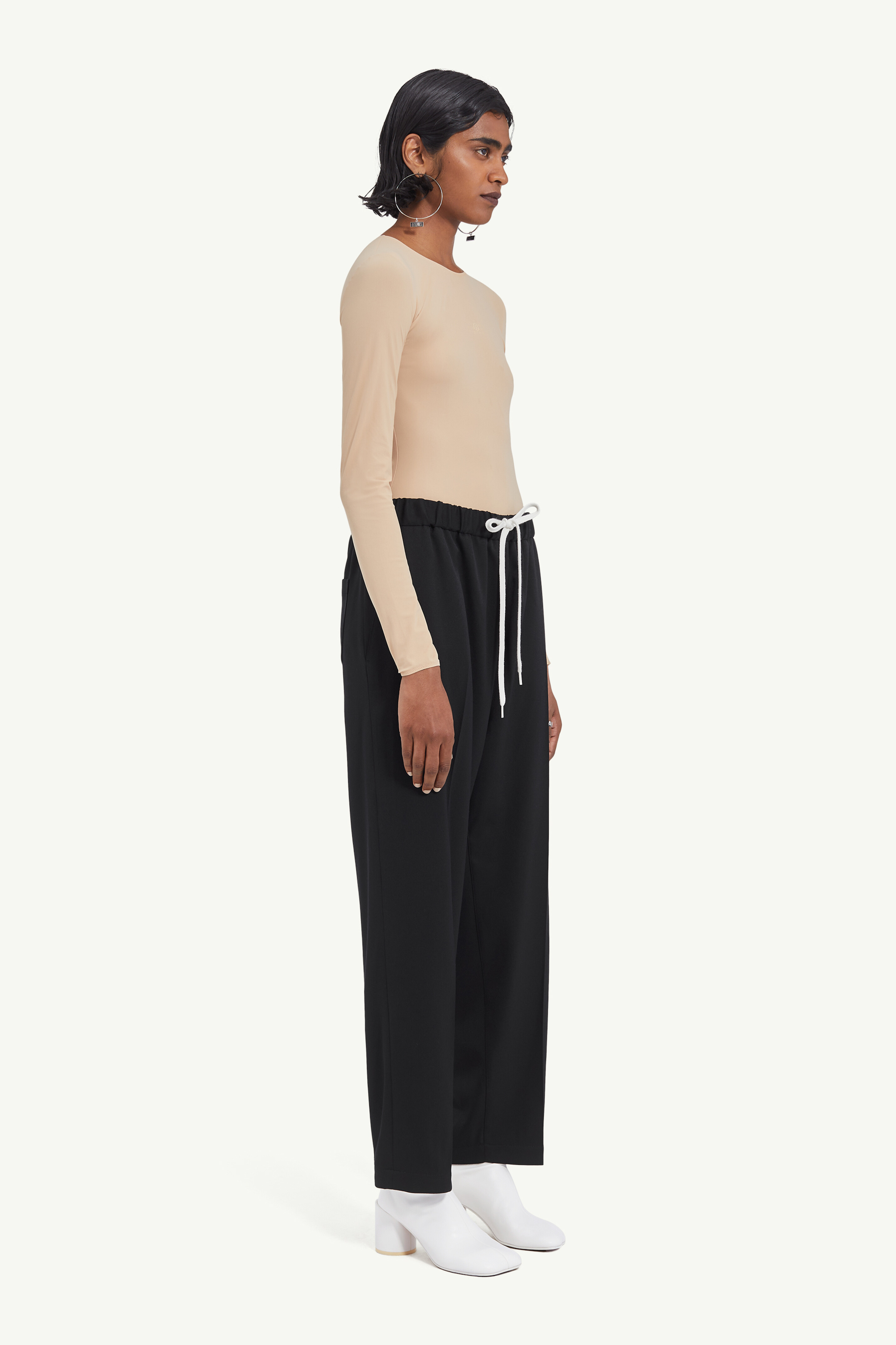 Black Wool Tapered-leg Drawstring Trousers | Maison Margiela