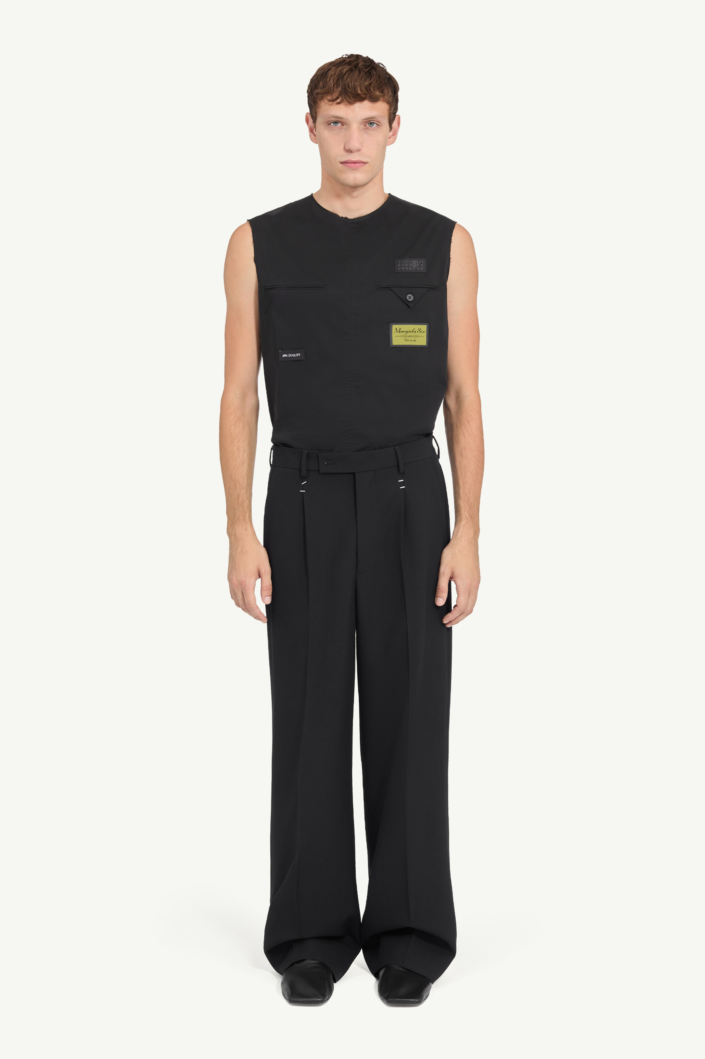 Stapled wool trousers
