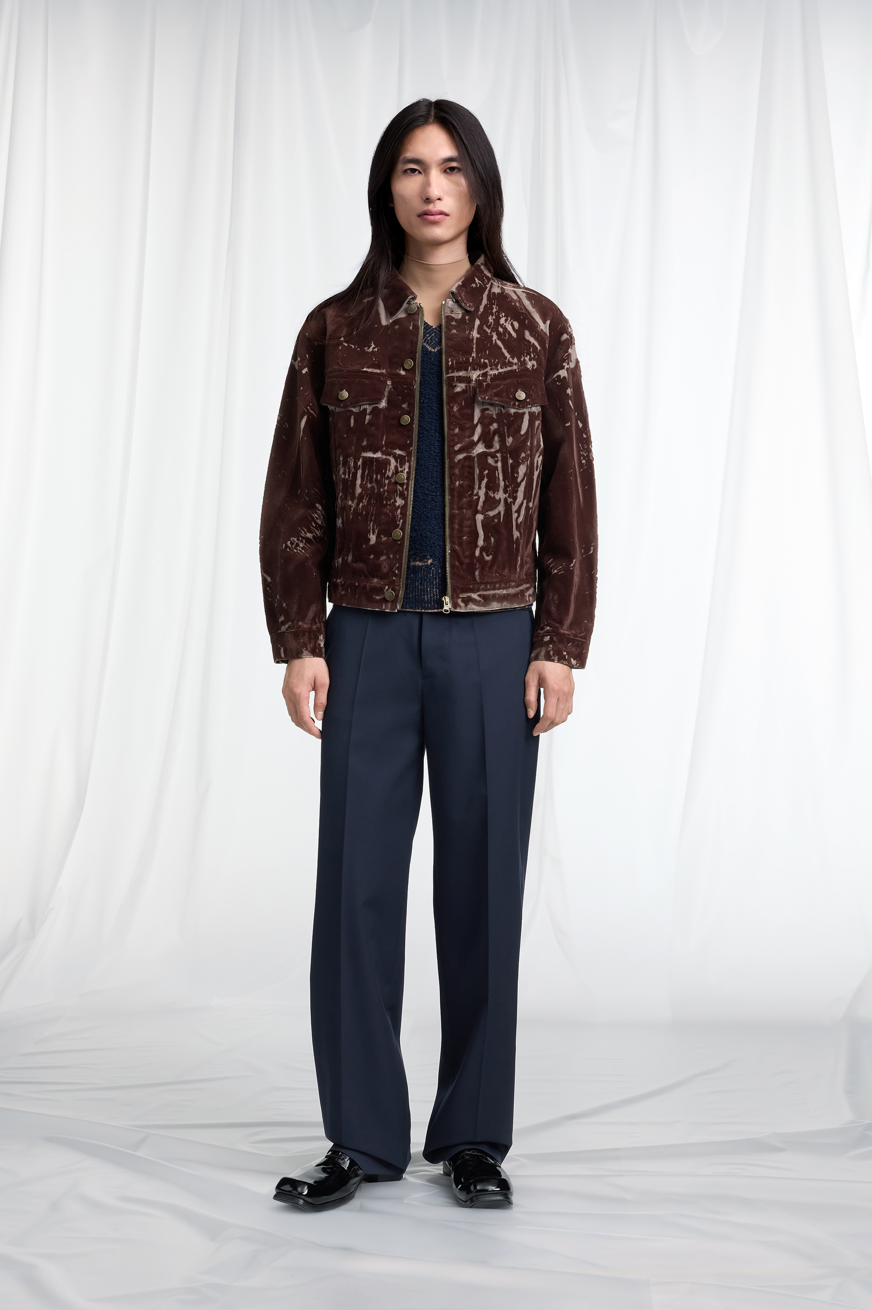 Veste de camionneur en denim floqu&eacute;